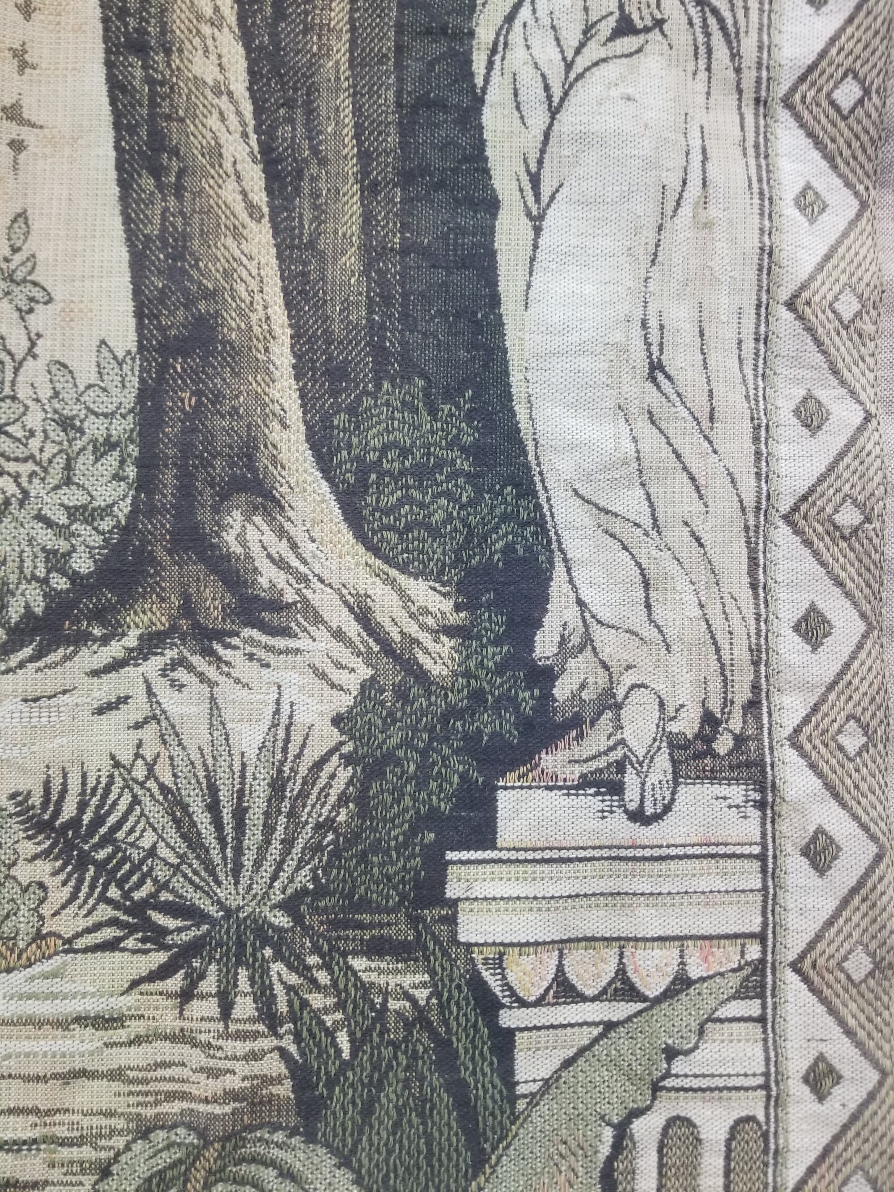 Vintage European Verdure Romantic Garden Scene Woven Tapestry 282x120cm