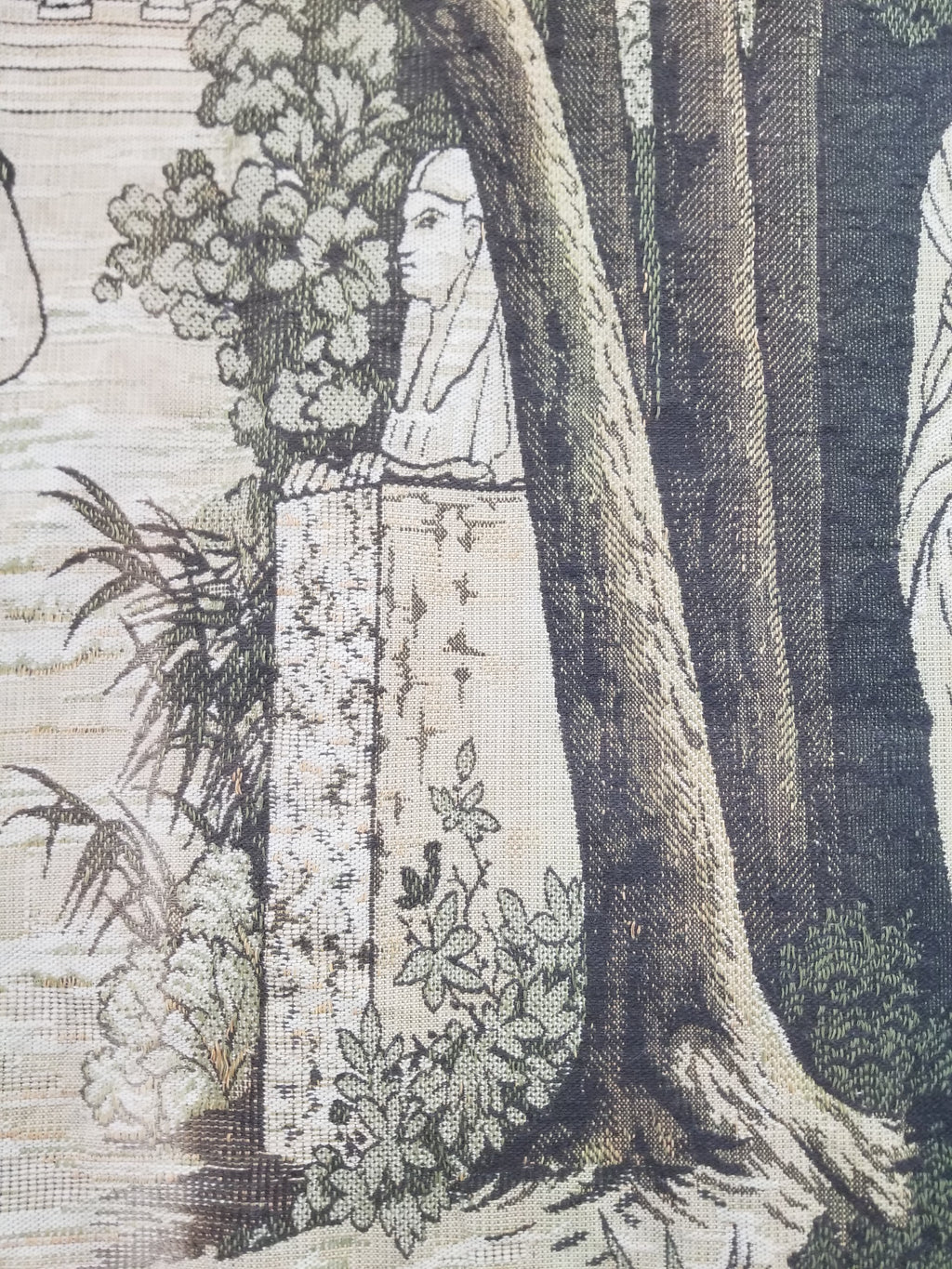 Vintage European Verdure Romantic Garden Scene Woven Tapestry 282x120cm