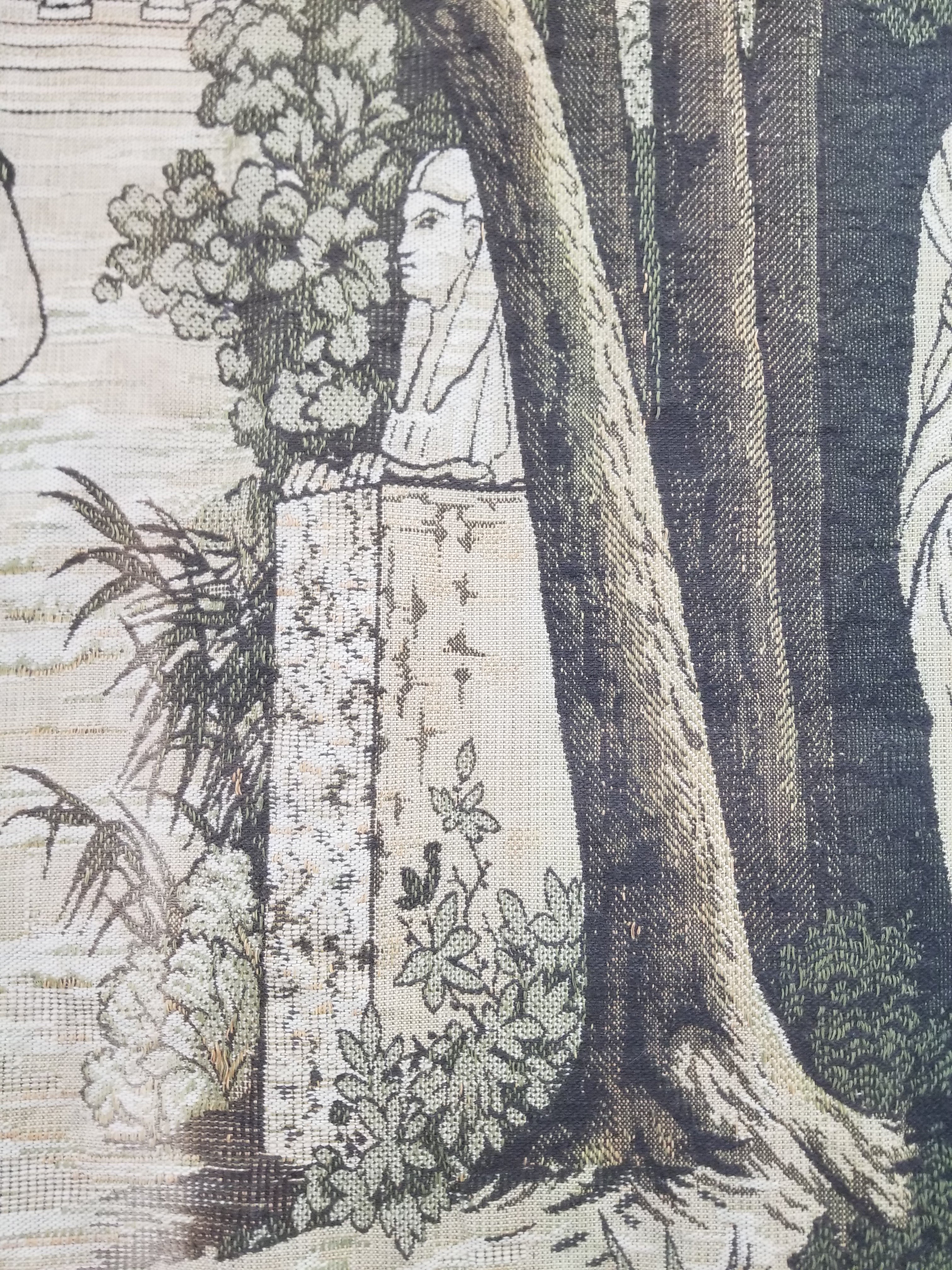 Vintage European Verdure Romantic Garden Scene Woven Tapestry 282x120cm