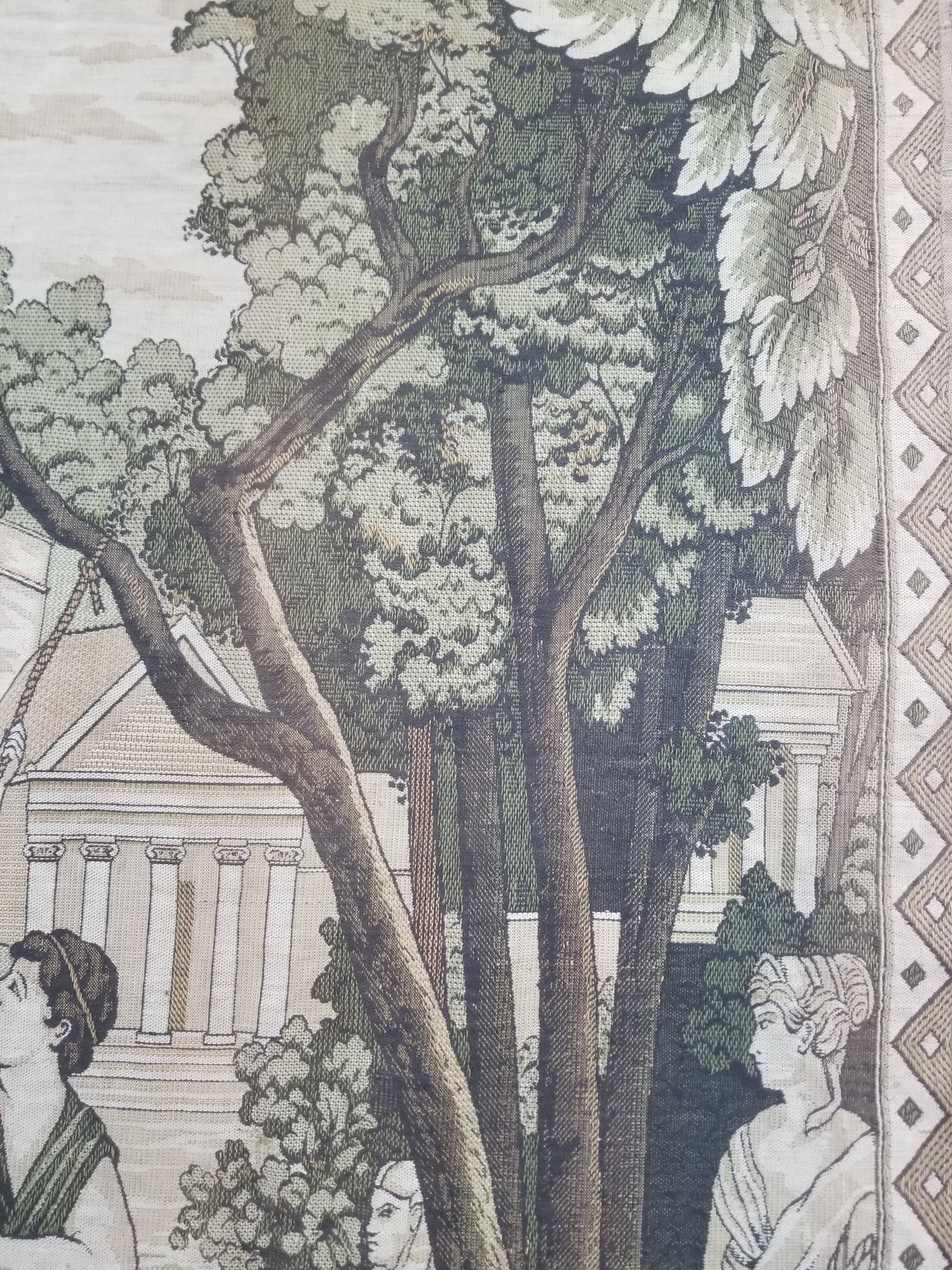Vintage European Verdure Romantic Garden Scene Woven Tapestry 282x120cm