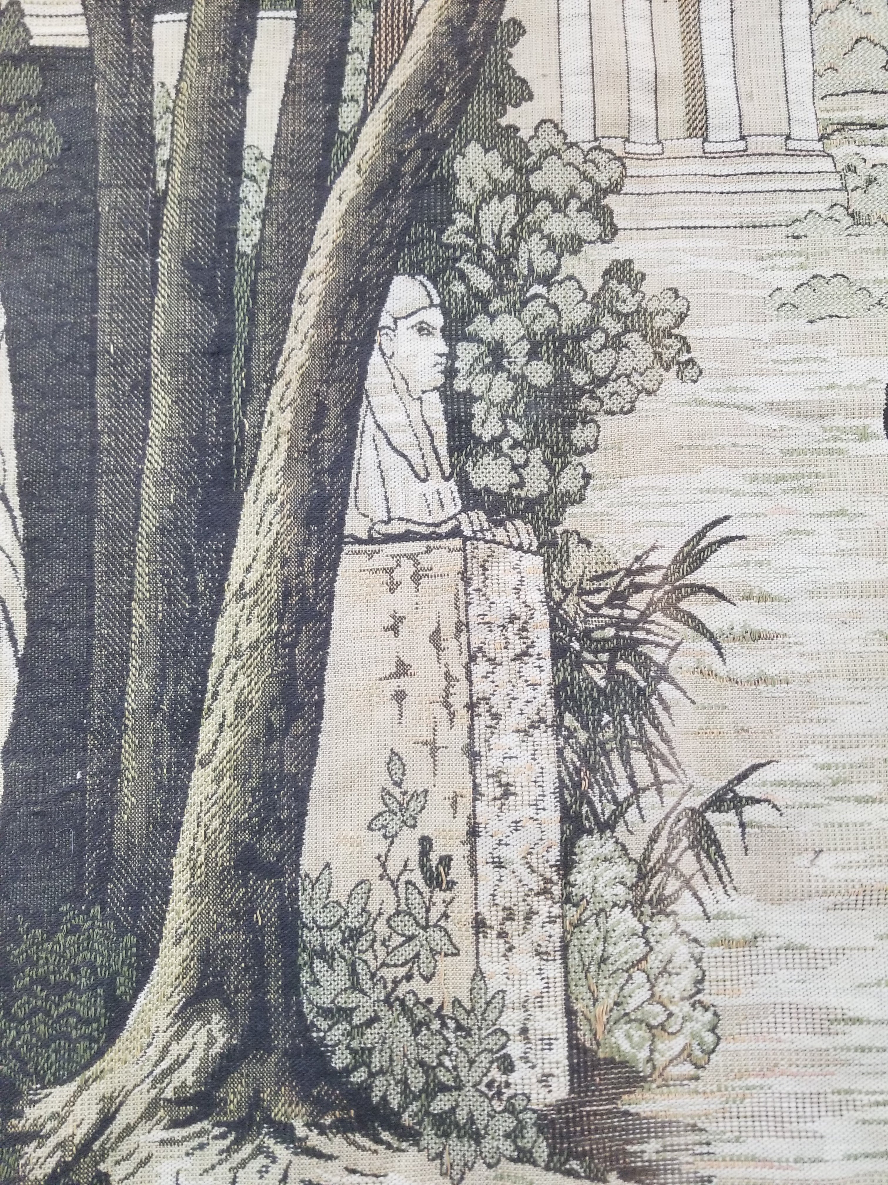 Vintage European Verdure Romantic Garden Scene Woven Tapestry 282x120cm