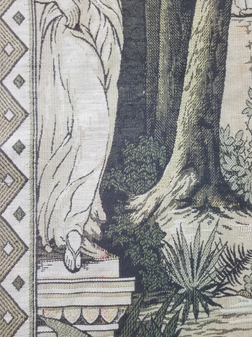 Vintage European Verdure Romantic Garden Scene Woven Tapestry 282x120cm