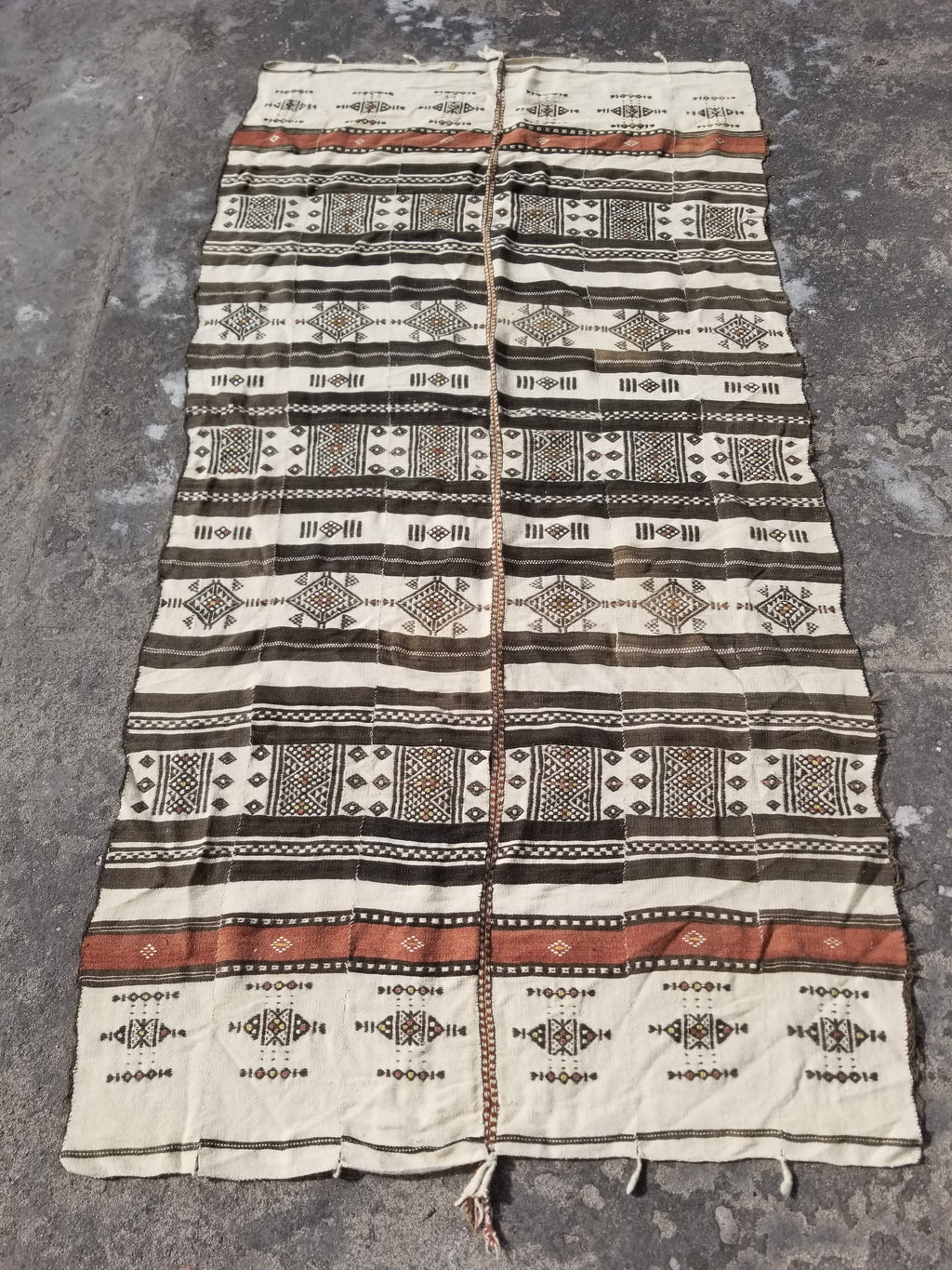 Vintage Traditional Handwoven African Fulani Wool Multicoolor Blanket 238x118cm