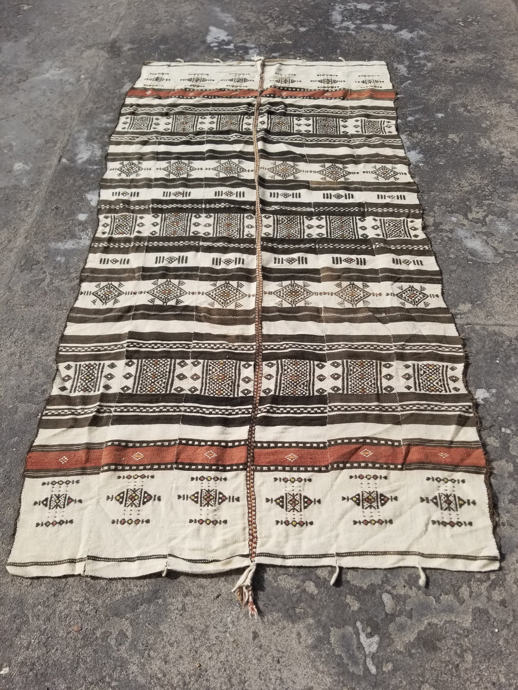 Vintage Traditional Handwoven African Fulani Wool Multicoolor Blanket 238x118cm