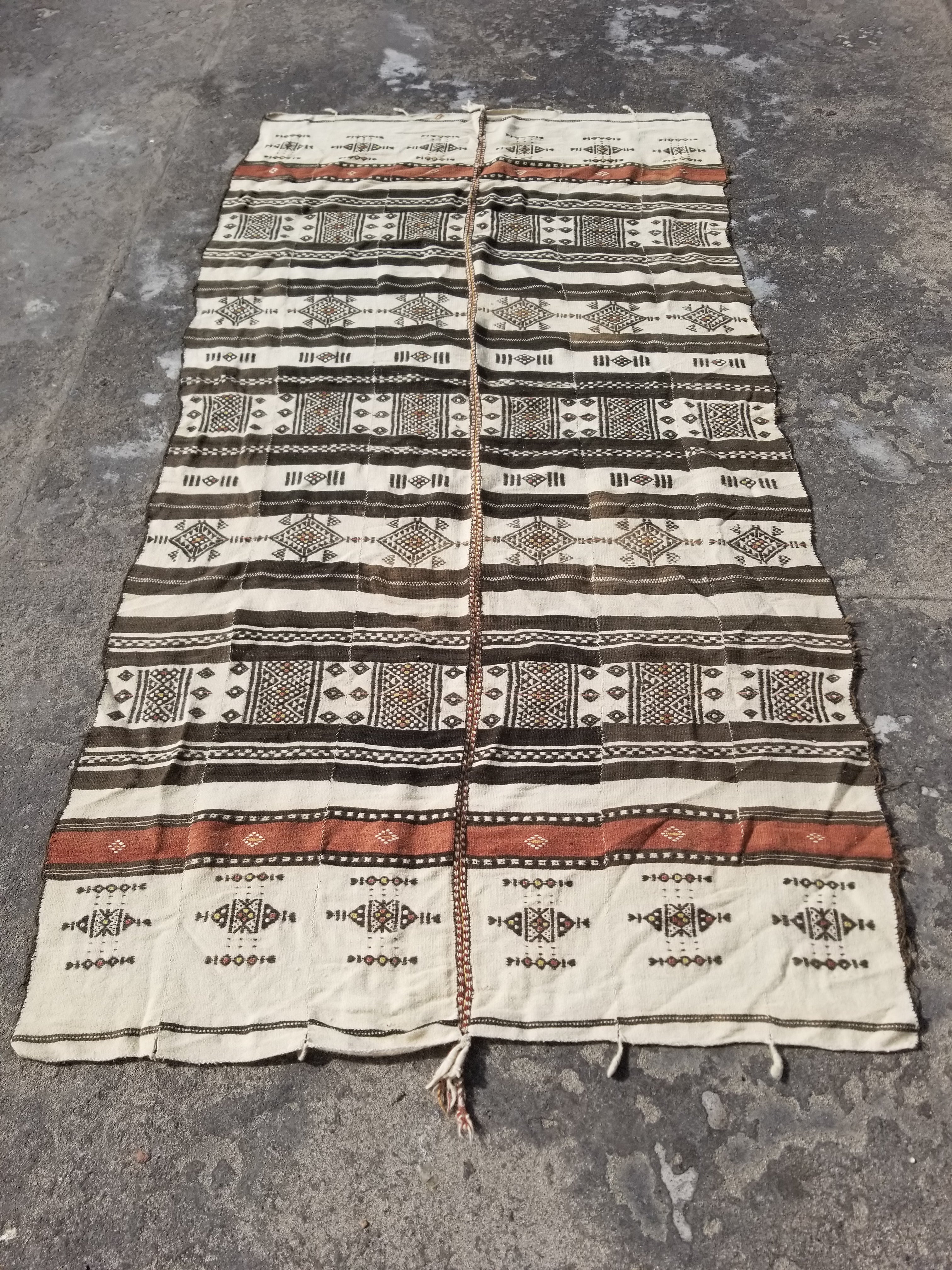 Vintage Traditional Handwoven African Fulani Wool Multicoolor Blanket 238x118cm