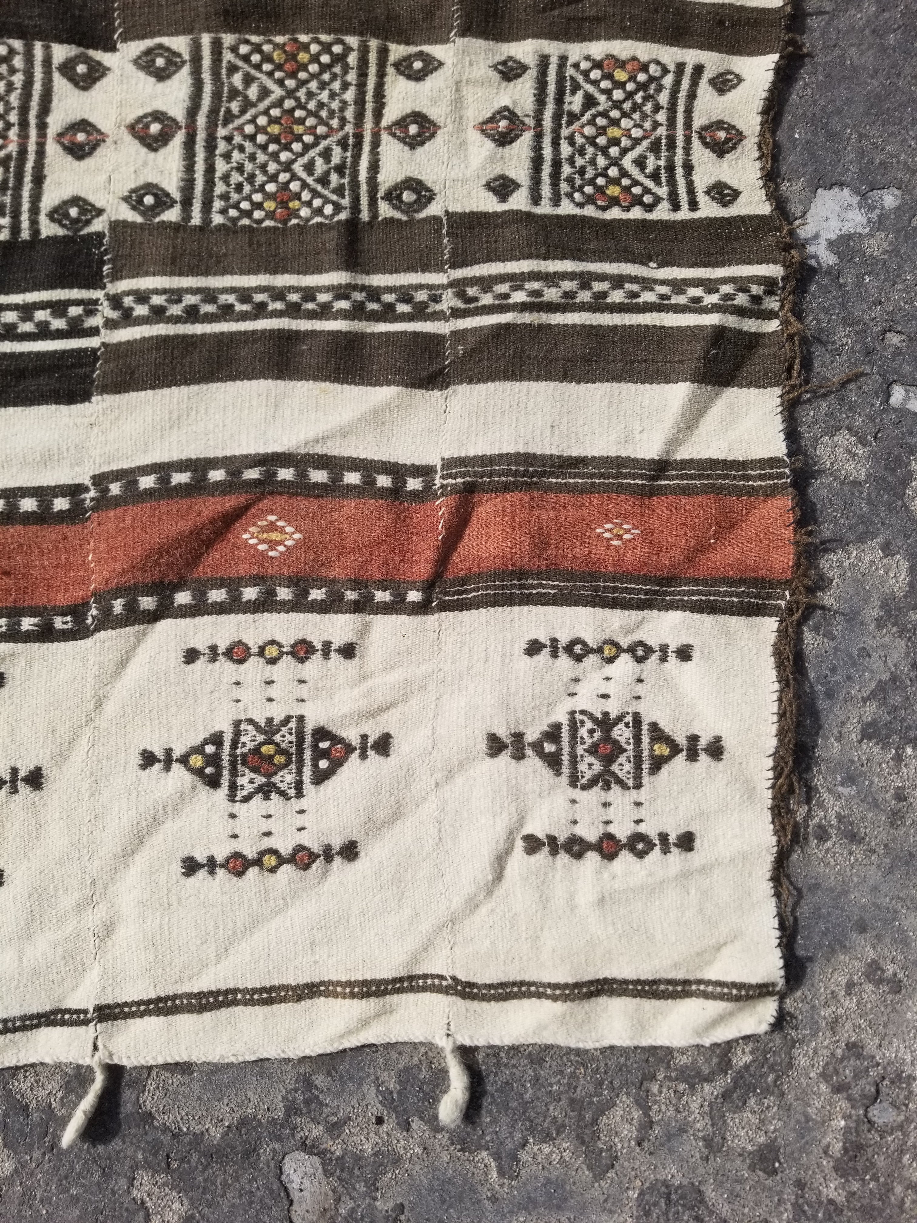 Vintage Traditional Handwoven African Fulani Wool Multicoolor Blanket 238x118cm