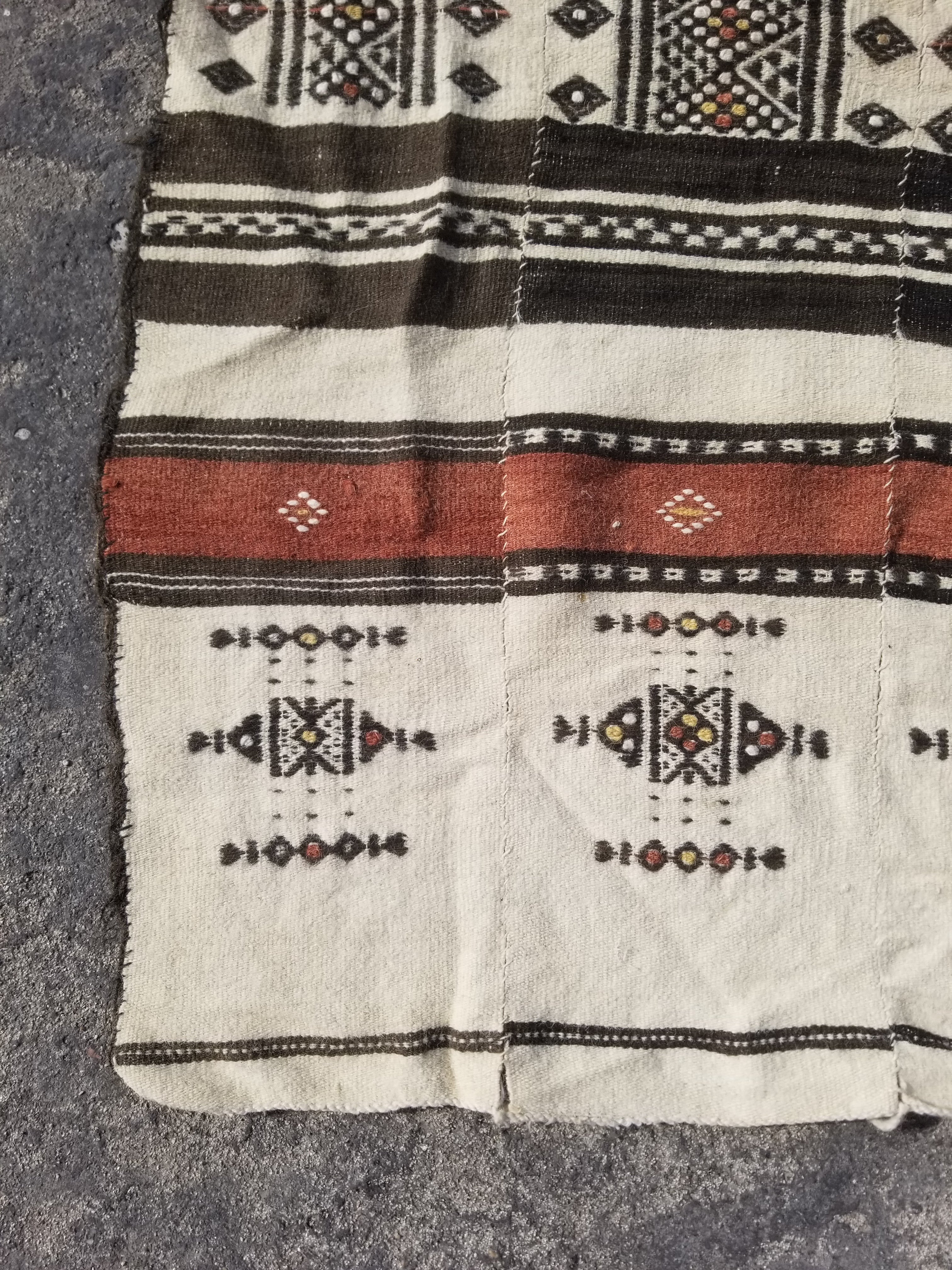 Vintage Traditional Handwoven African Fulani Wool Multicoolor Blanket 238x118cm