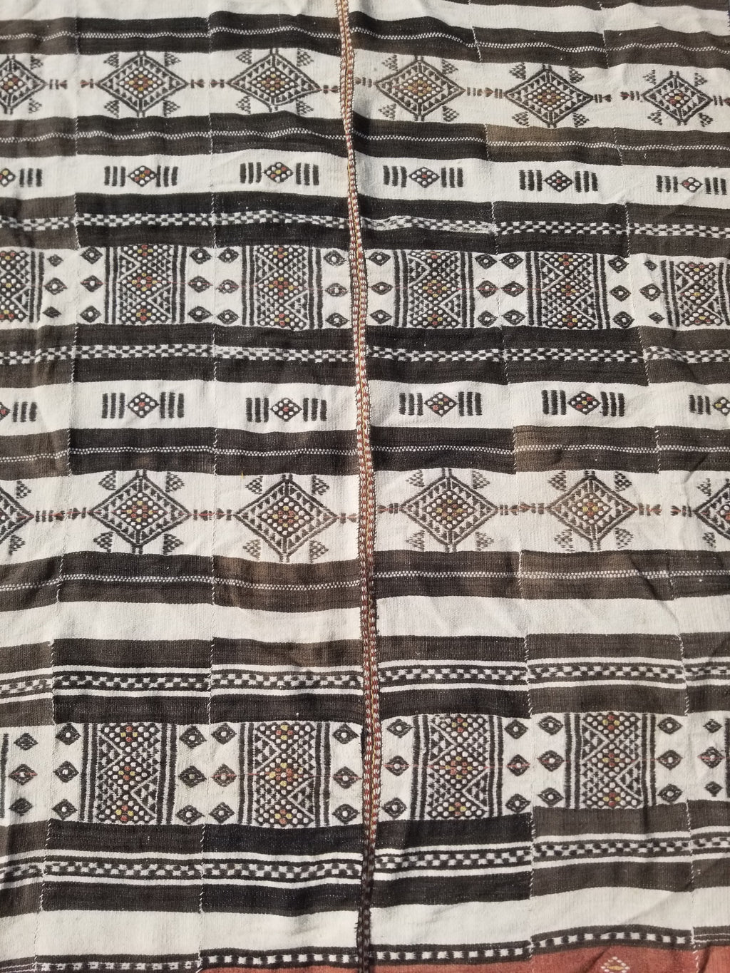 Vintage Traditional Handwoven African Fulani Wool Multicoolor Blanket 238x118cm