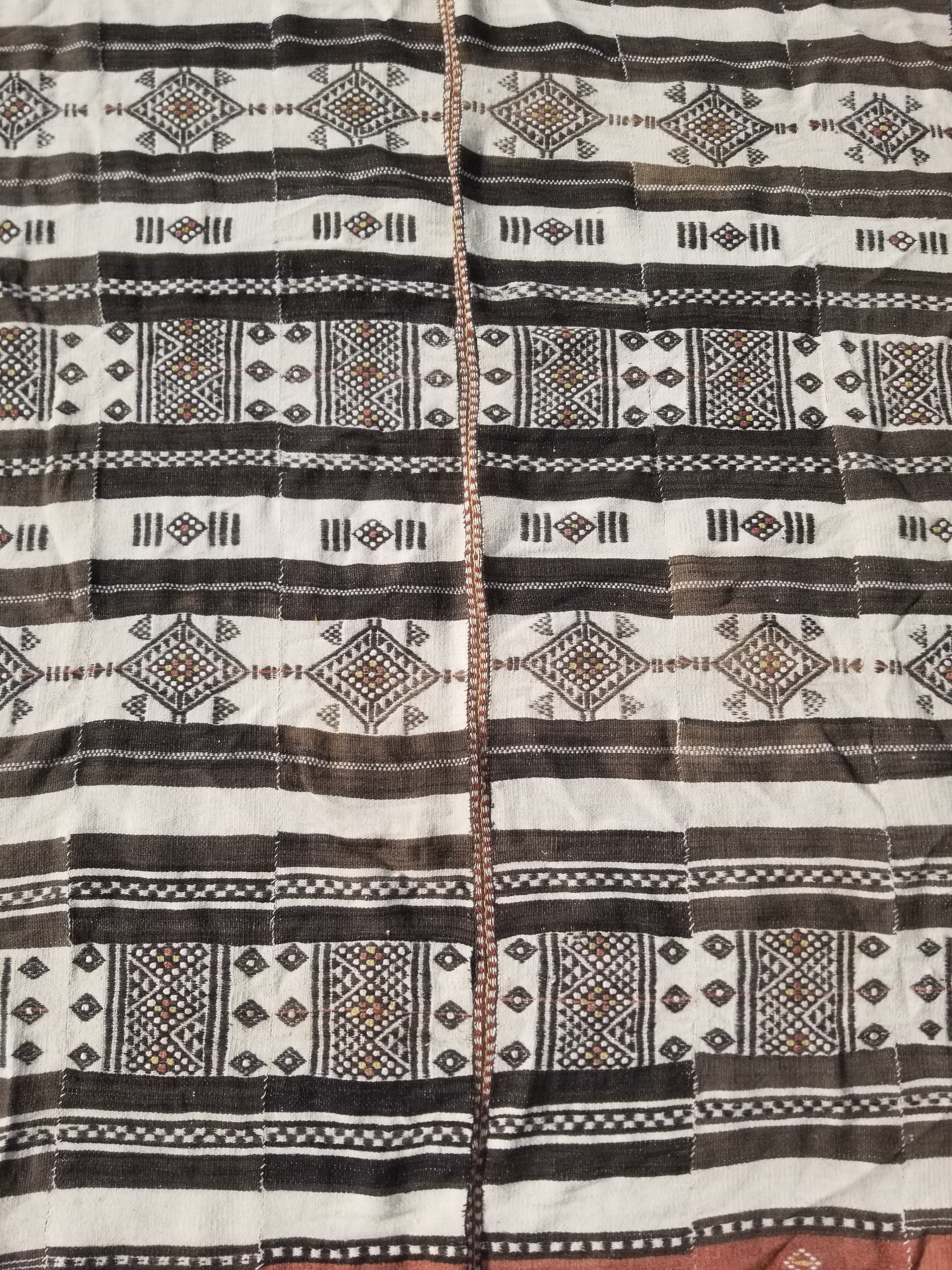 Vintage Traditional Handwoven African Fulani Wool Multicoolor Blanket 238x118cm