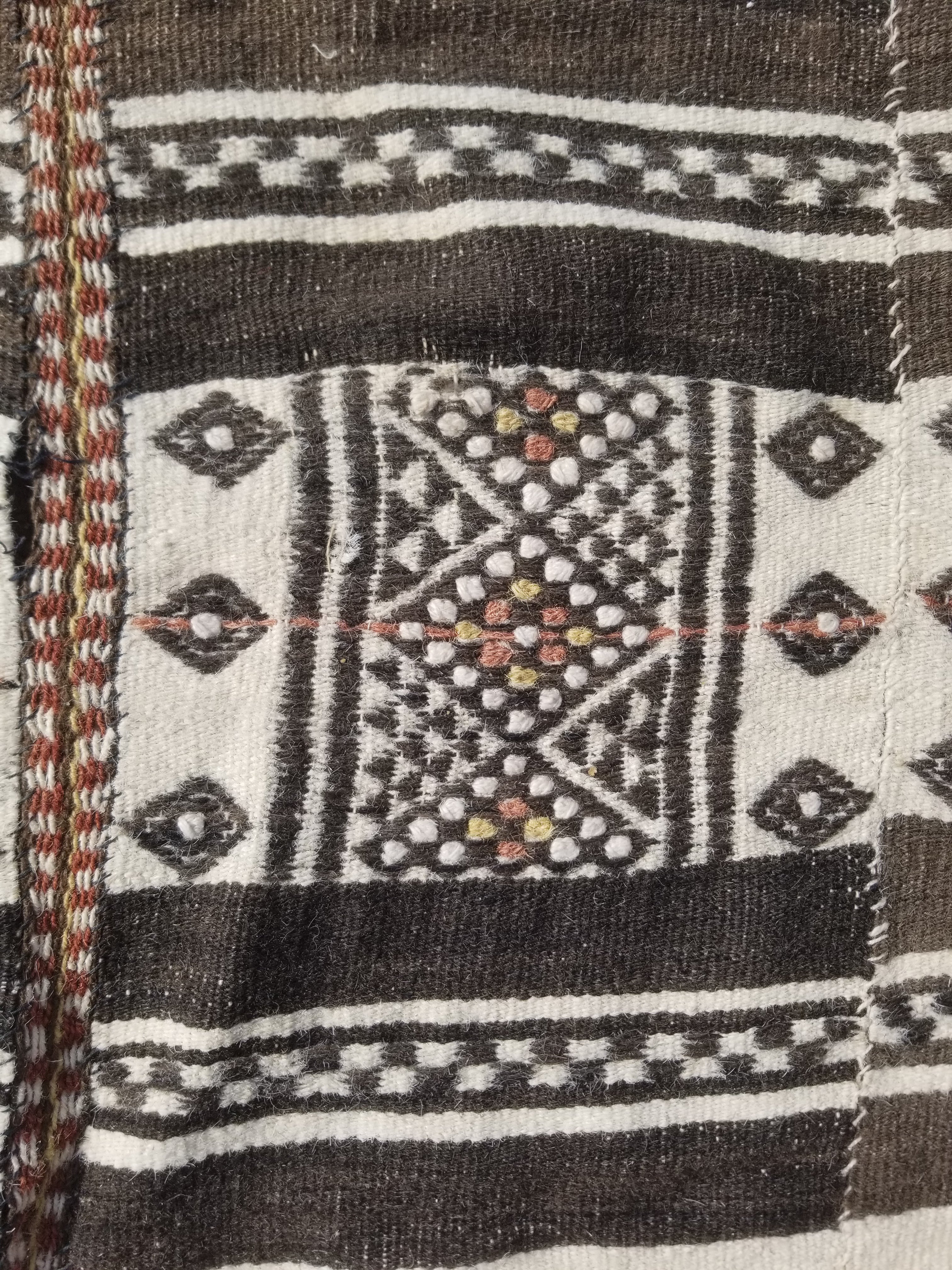 Vintage Traditional Handwoven African Fulani Wool Multicoolor Blanket 238x118cm