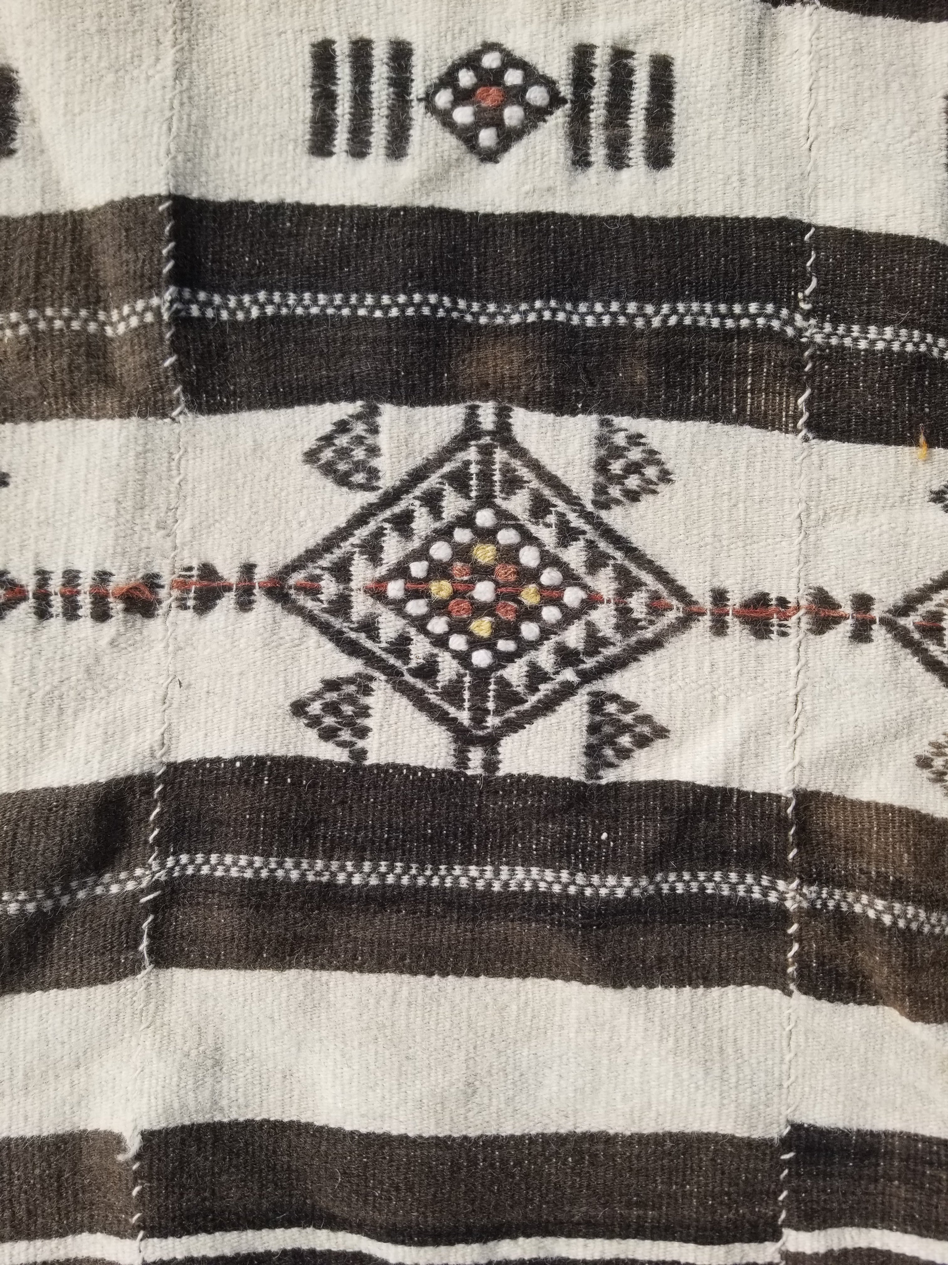 Vintage Traditional Handwoven African Fulani Wool Multicoolor Blanket 238x118cm