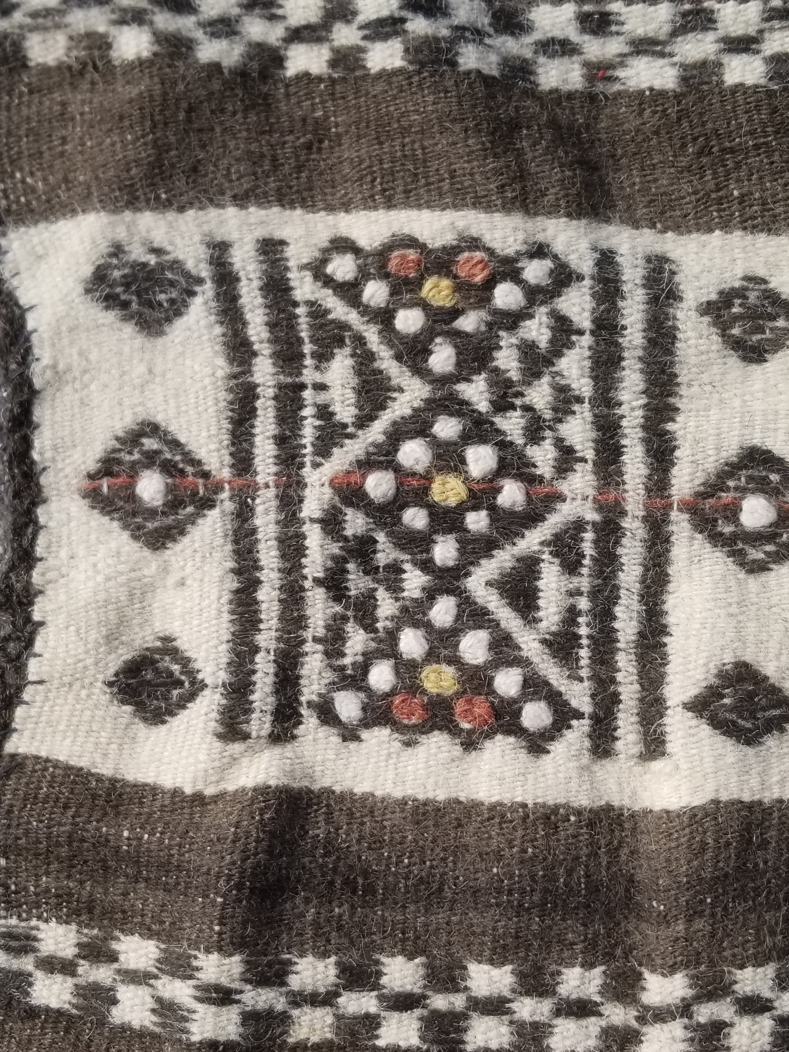 Vintage Traditional Handwoven African Fulani Wool Multicoolor Blanket 238x118cm