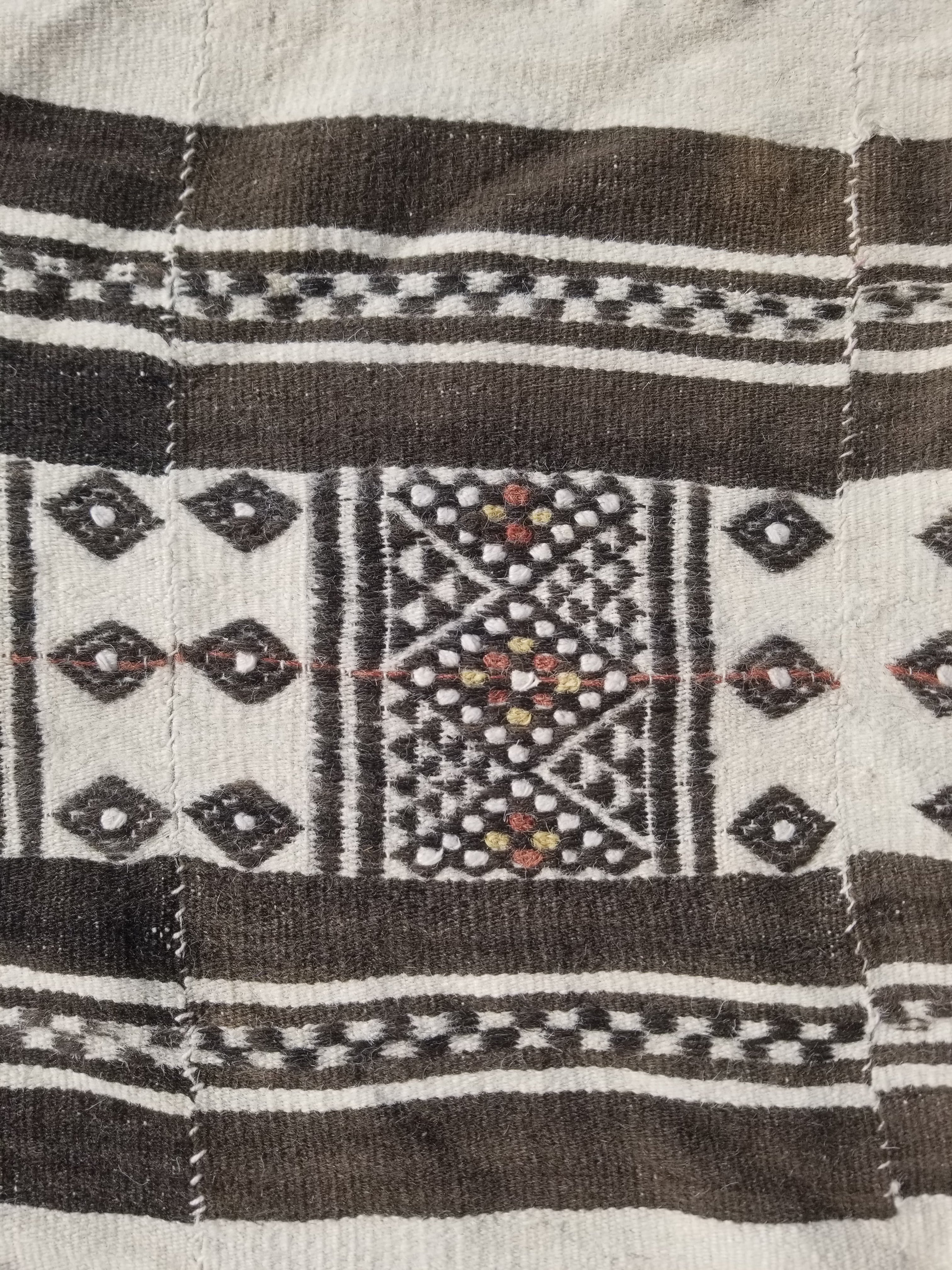 Vintage Traditional Handwoven African Fulani Wool Multicoolor Blanket 238x118cm