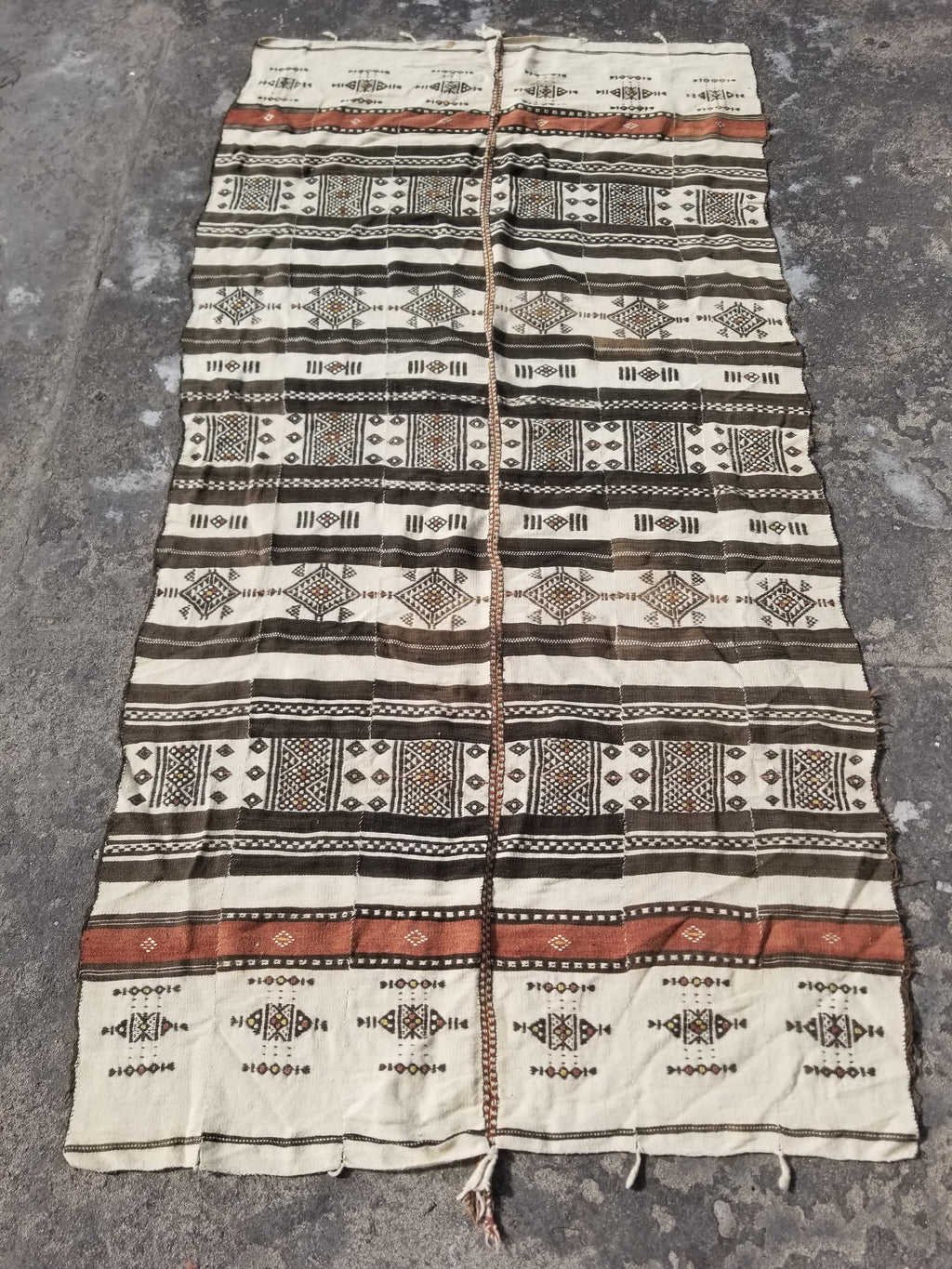 Vintage Traditional Handwoven African Fulani Wool Multicoolor Blanket 238x118cm