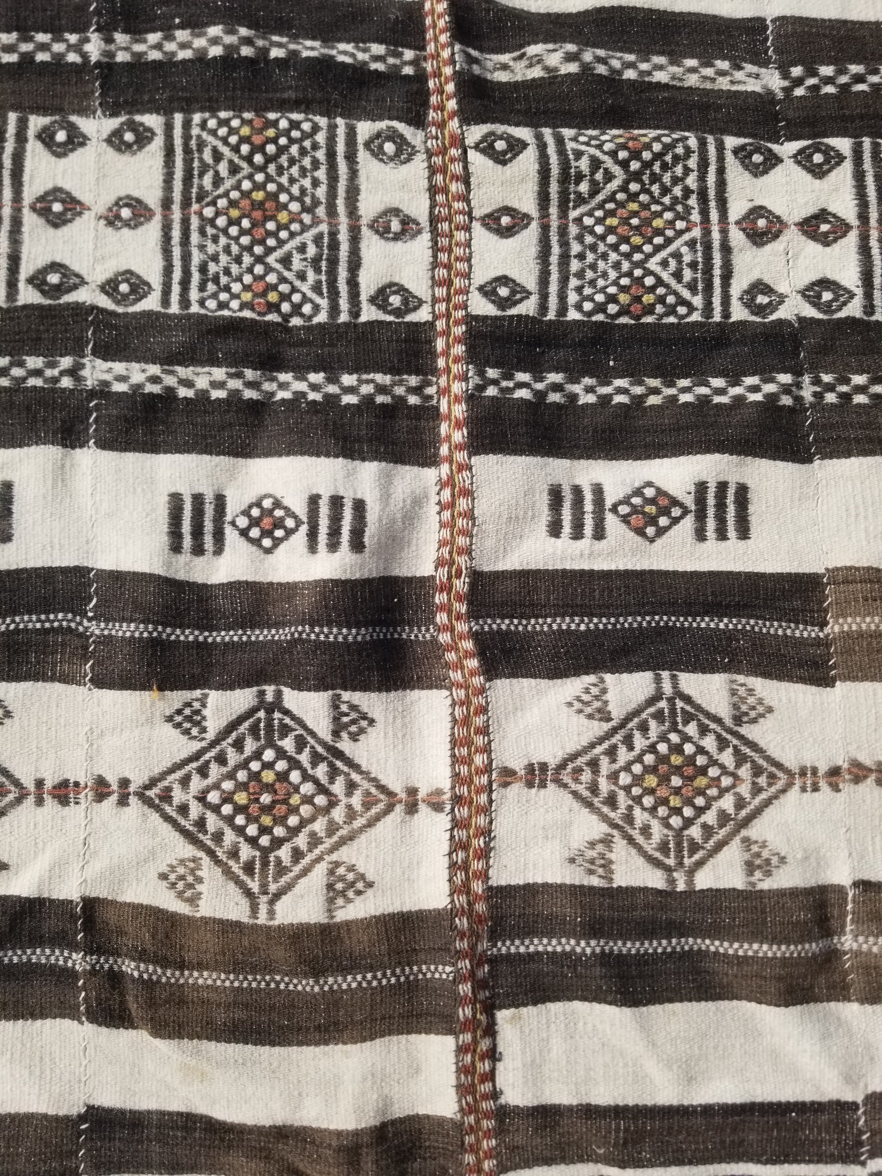 Vintage Traditional Handwoven African Fulani Wool Multicoolor Blanket 238x118cm