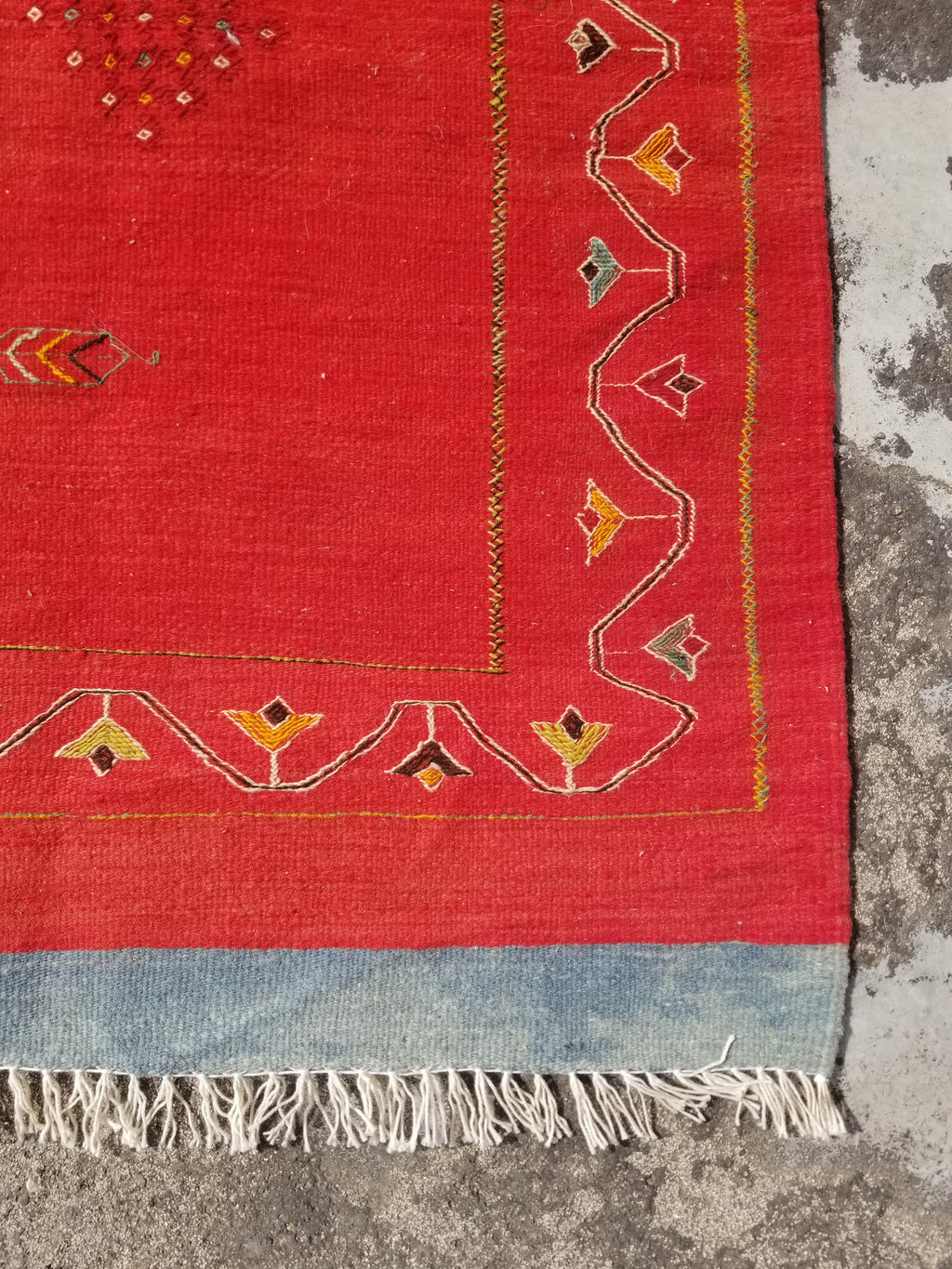 Vintage Traditional Handwoven Moroccan Berber Wool Multicolor Kilim 244x165cm