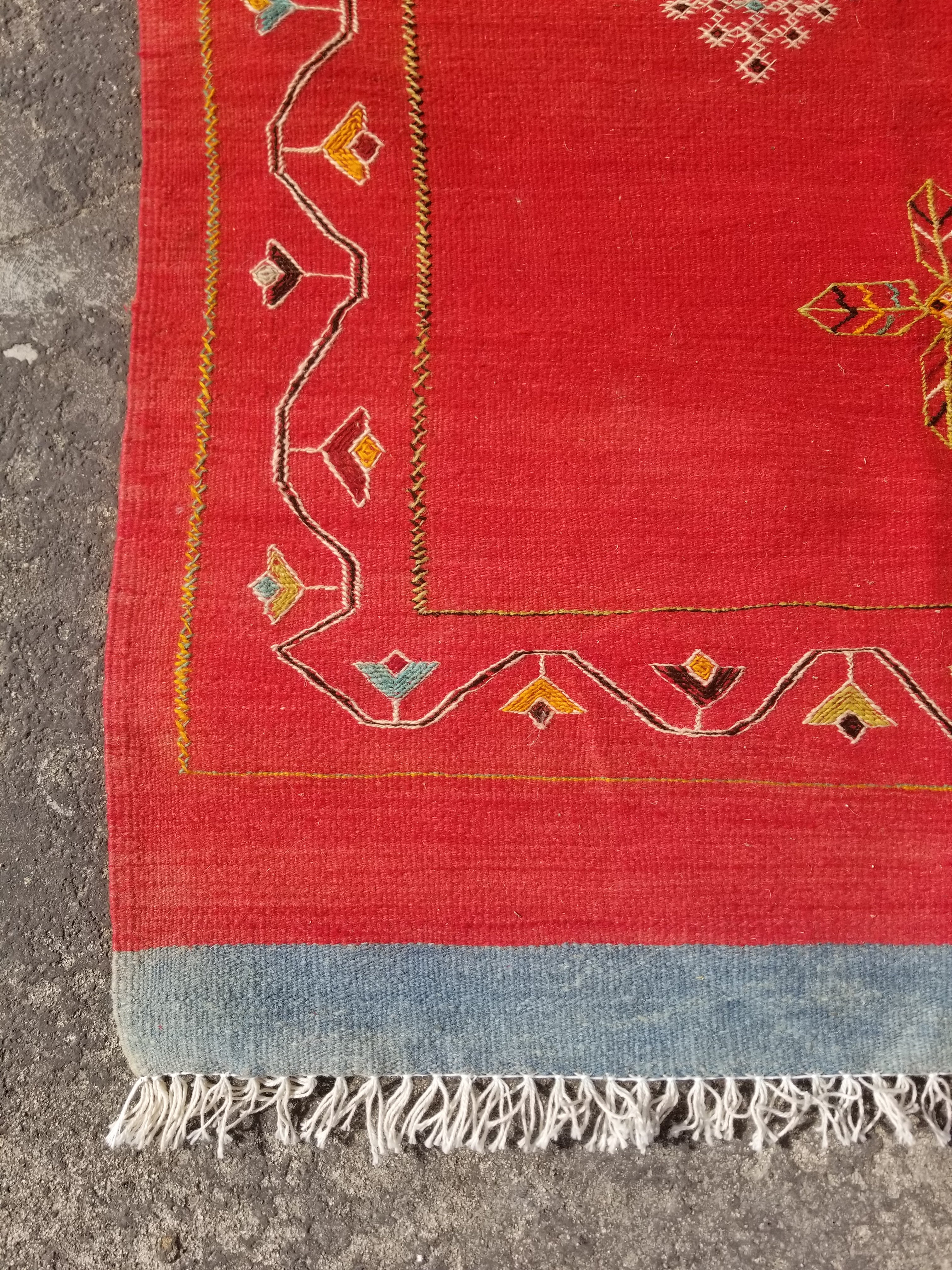 Vintage Traditional Handwoven Moroccan Berber Wool Multicolor Kilim 244x165cm