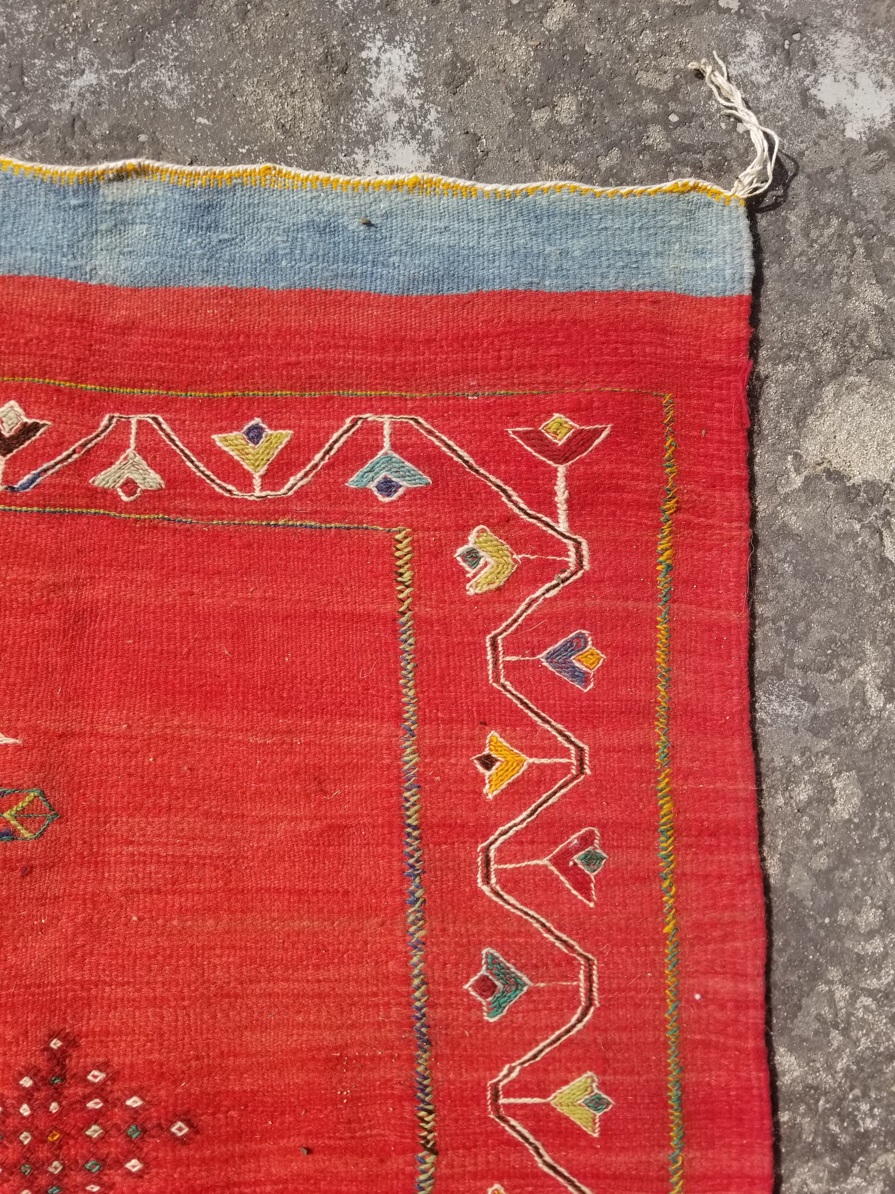 Vintage Traditional Handwoven Moroccan Berber Wool Multicolor Kilim 244x165cm