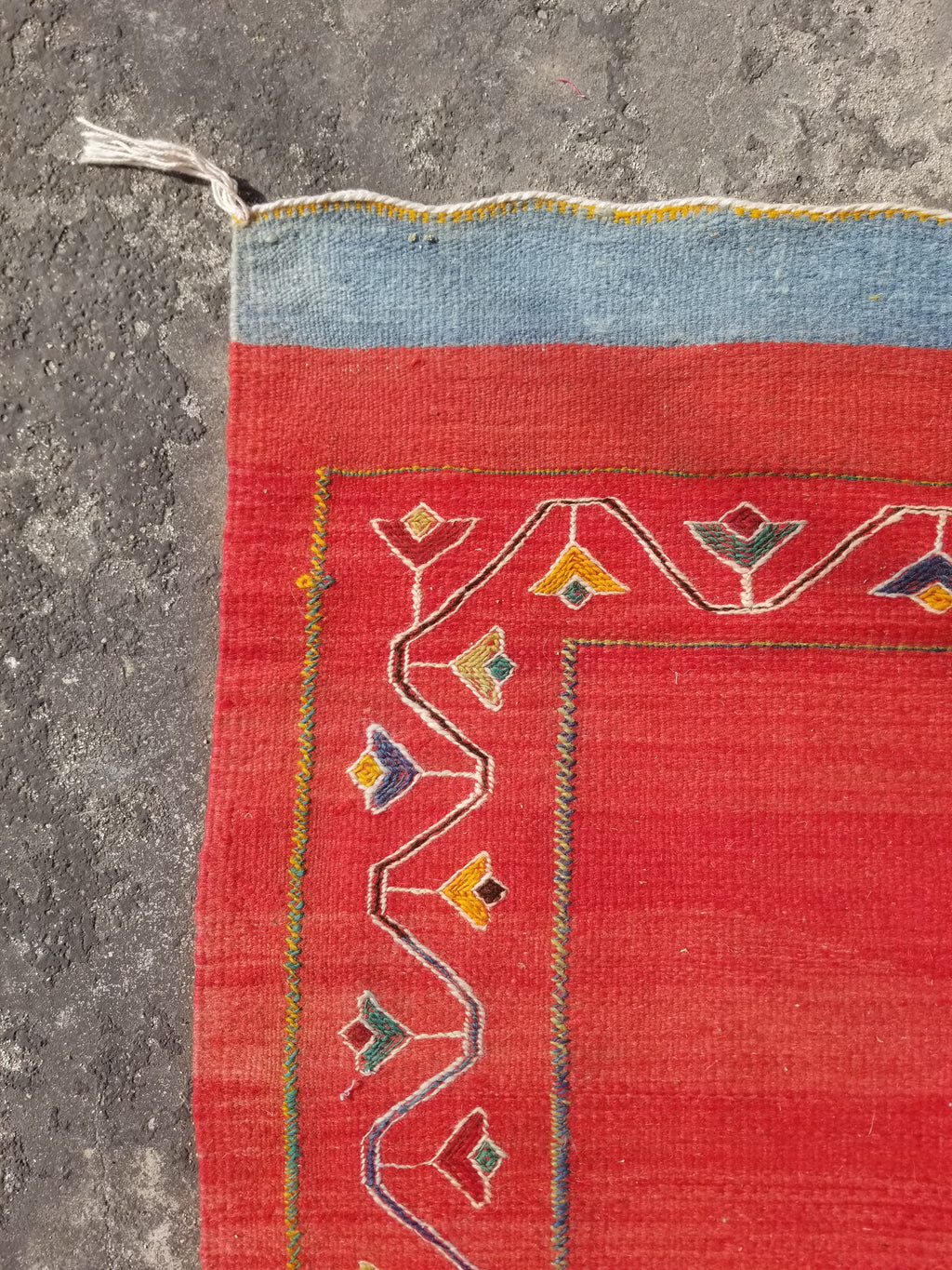 Vintage Traditional Handwoven Moroccan Berber Wool Multicolor Kilim 244x165cm
