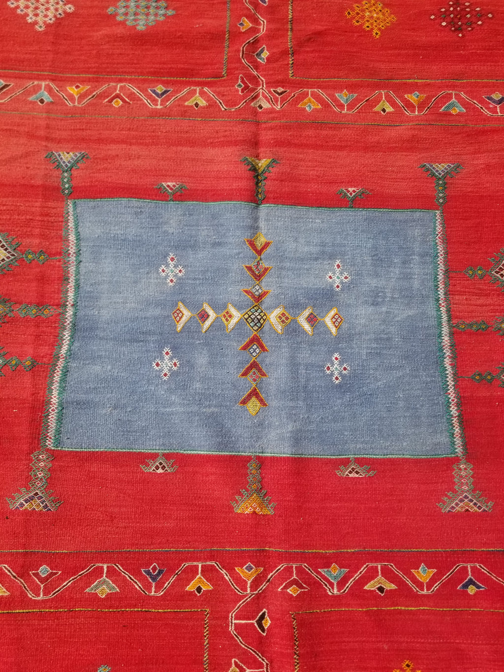 Vintage Traditional Handwoven Moroccan Berber Wool Multicolor Kilim 244x165cm