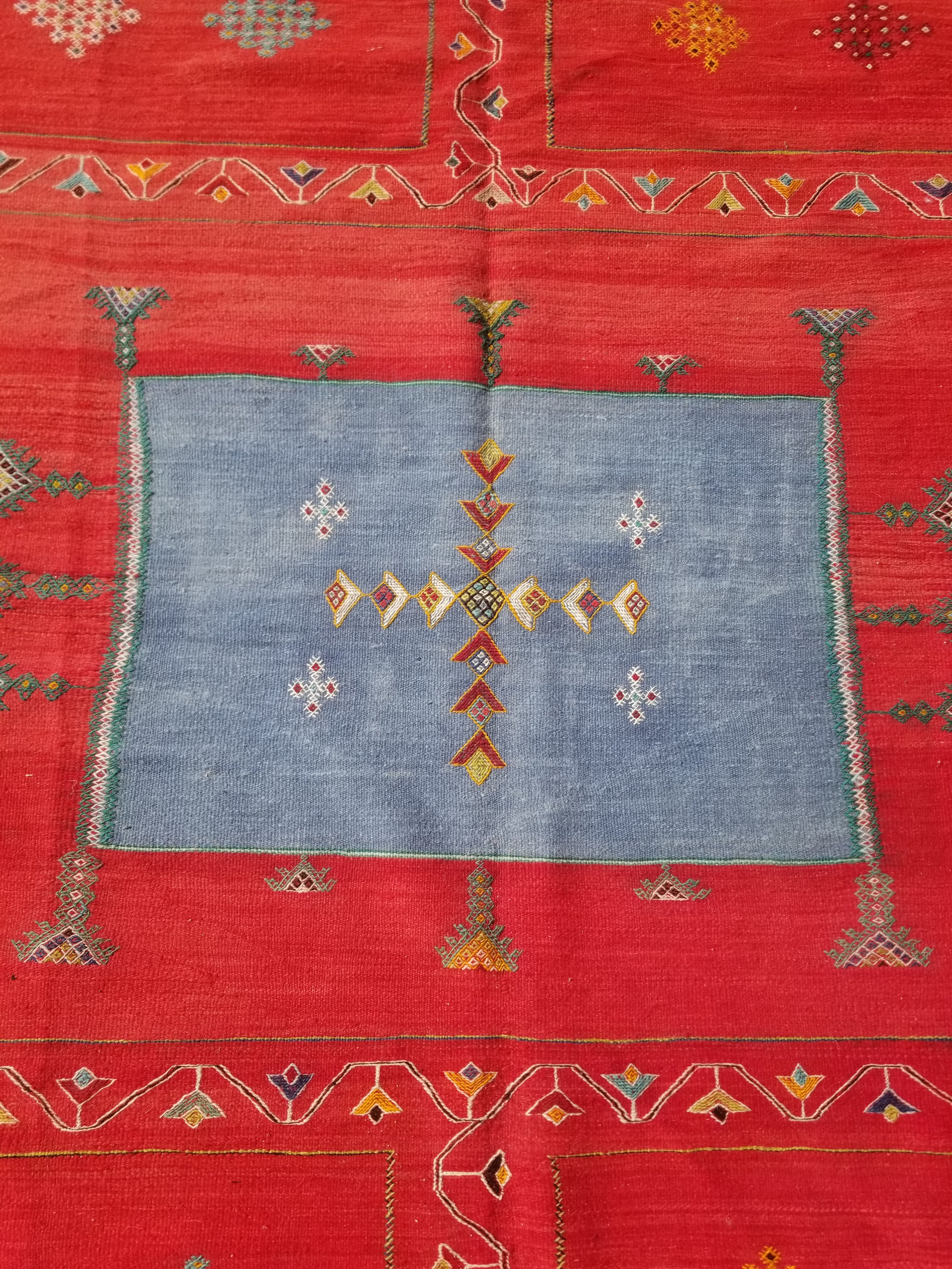 Vintage Traditional Handwoven Moroccan Berber Wool Multicolor Kilim 244x165cm