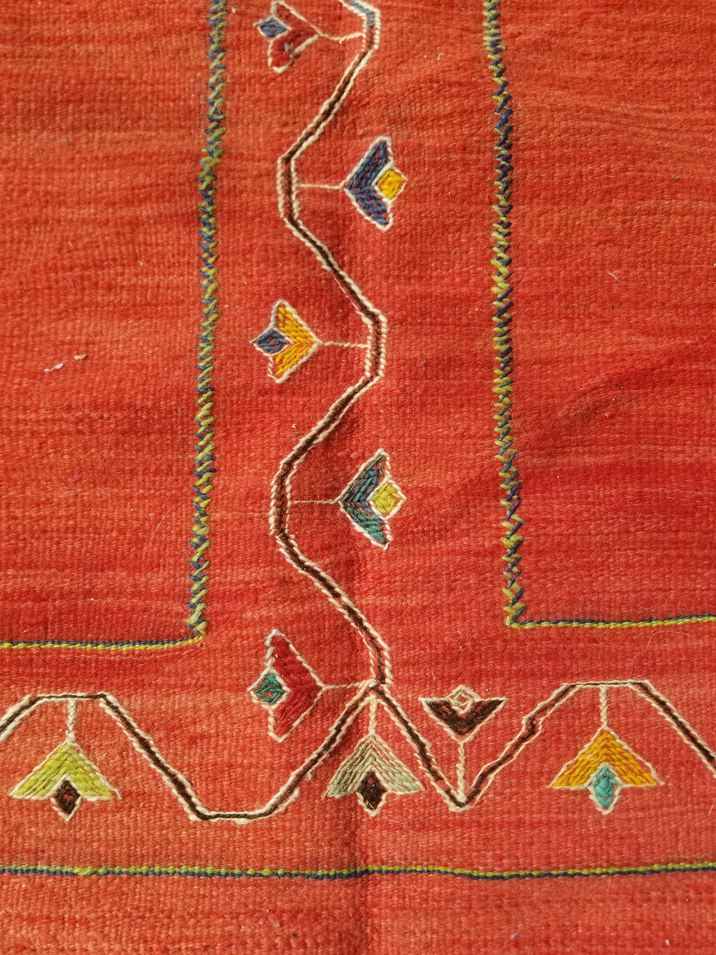 Vintage Traditional Handwoven Moroccan Berber Wool Multicolor Kilim 244x165cm