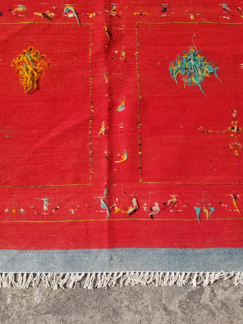 Vintage Traditional Handwoven Moroccan Berber Wool Multicolor Kilim 244x165cm