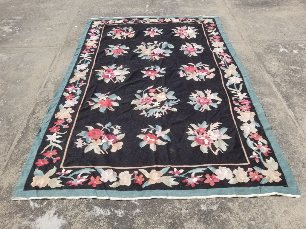 Vintage Traditional Handwoven Bessarabian Style Wool Floral Kilim 268x177cm