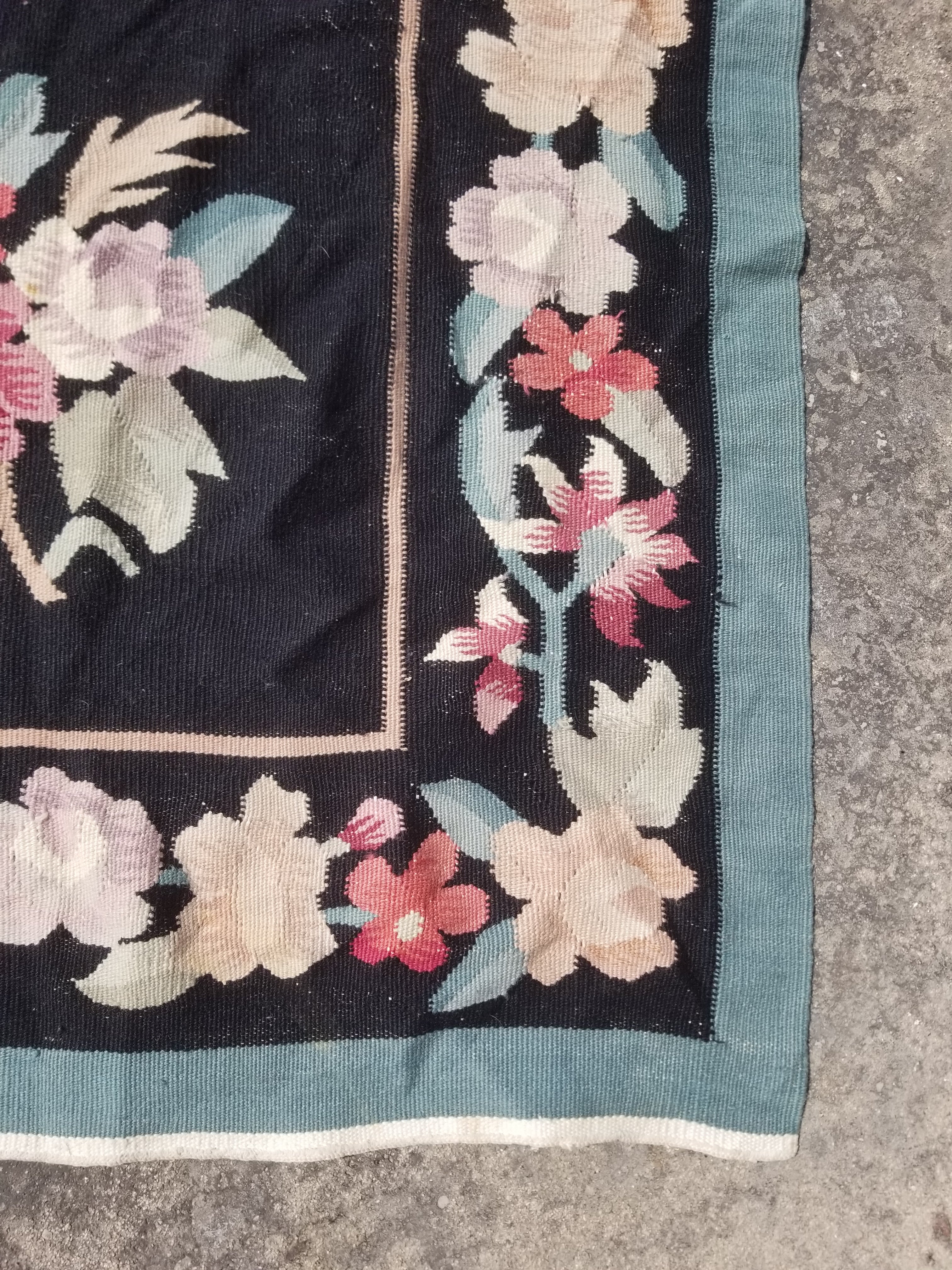 Vintage Traditional Handwoven Bessarabian Style Wool Floral Kilim 268x177cm