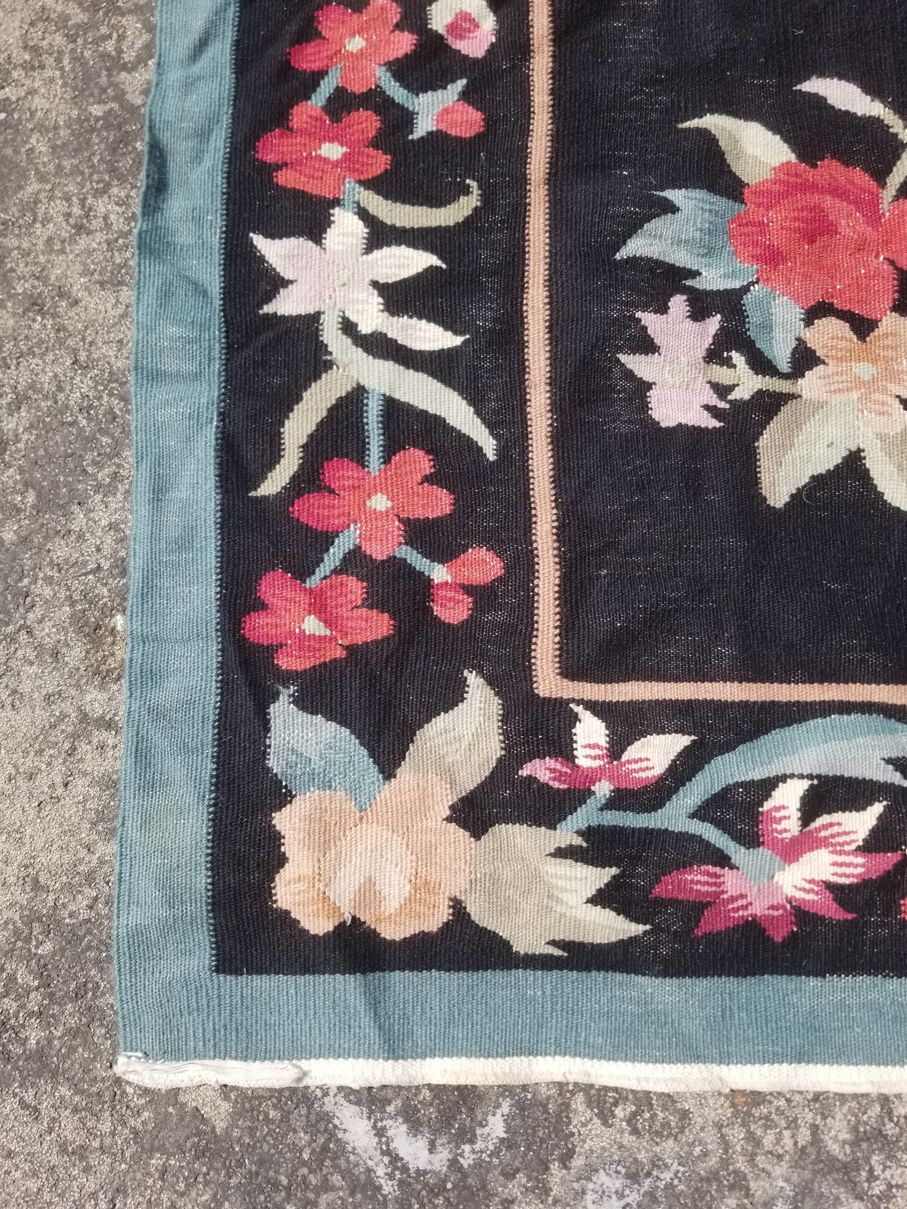Vintage Traditional Handwoven Bessarabian Style Wool Floral Kilim 268x177cm
