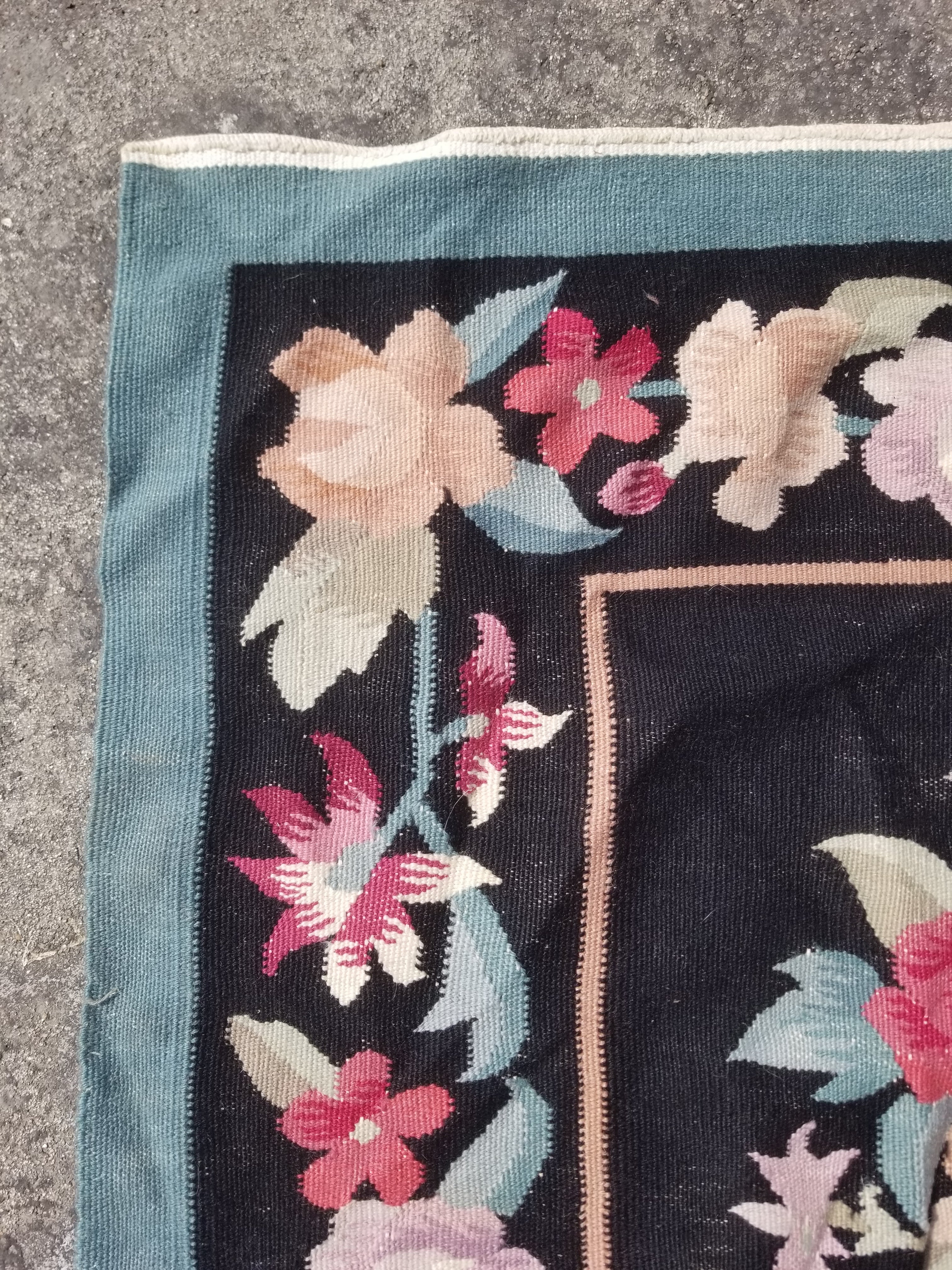 Vintage Traditional Handwoven Bessarabian Style Wool Floral Kilim 268x177cm