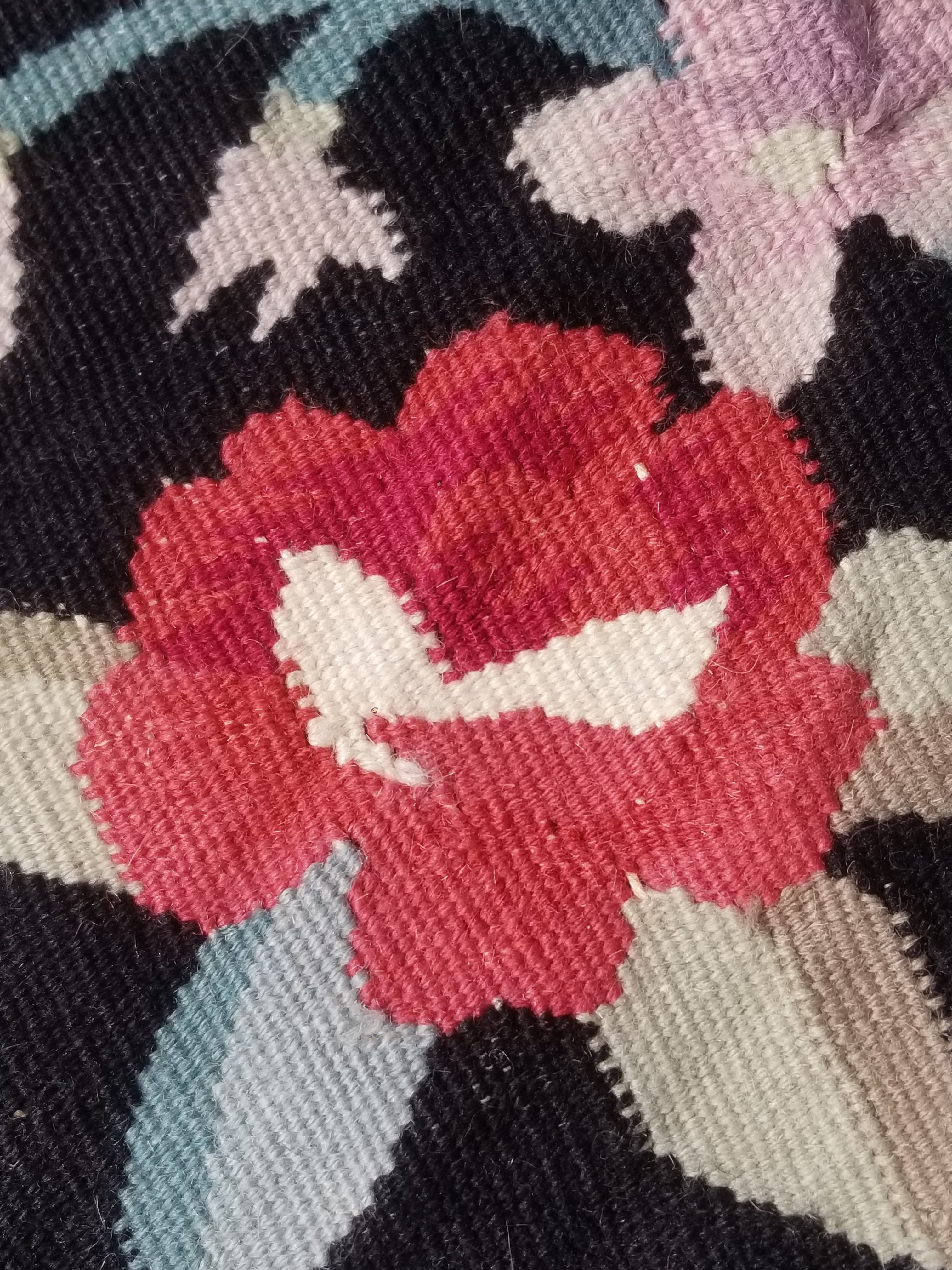 Vintage Traditional Handwoven Bessarabian Style Wool Floral Kilim 268x177cm