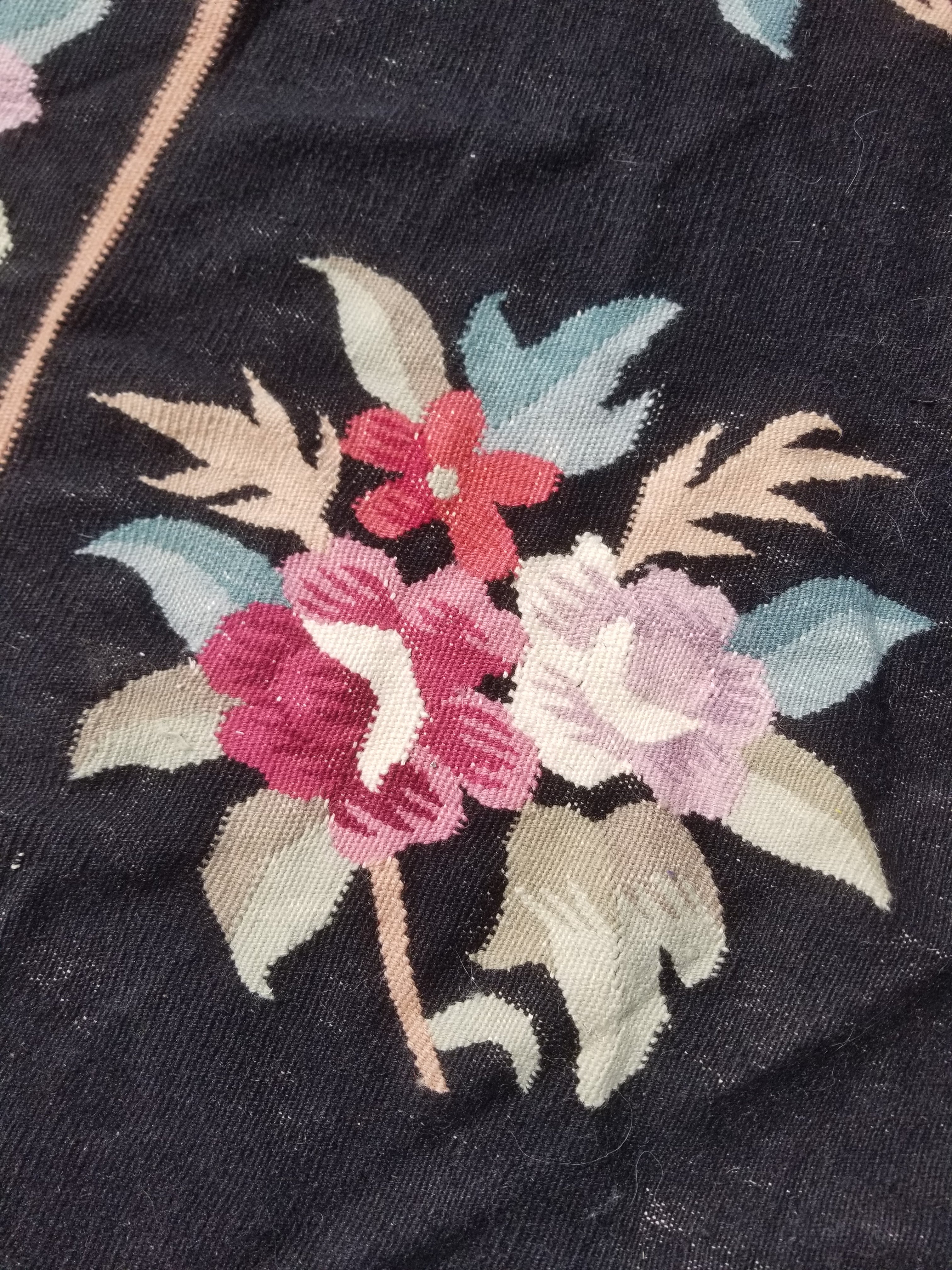 Vintage Traditional Handwoven Bessarabian Style Wool Floral Kilim 268x177cm