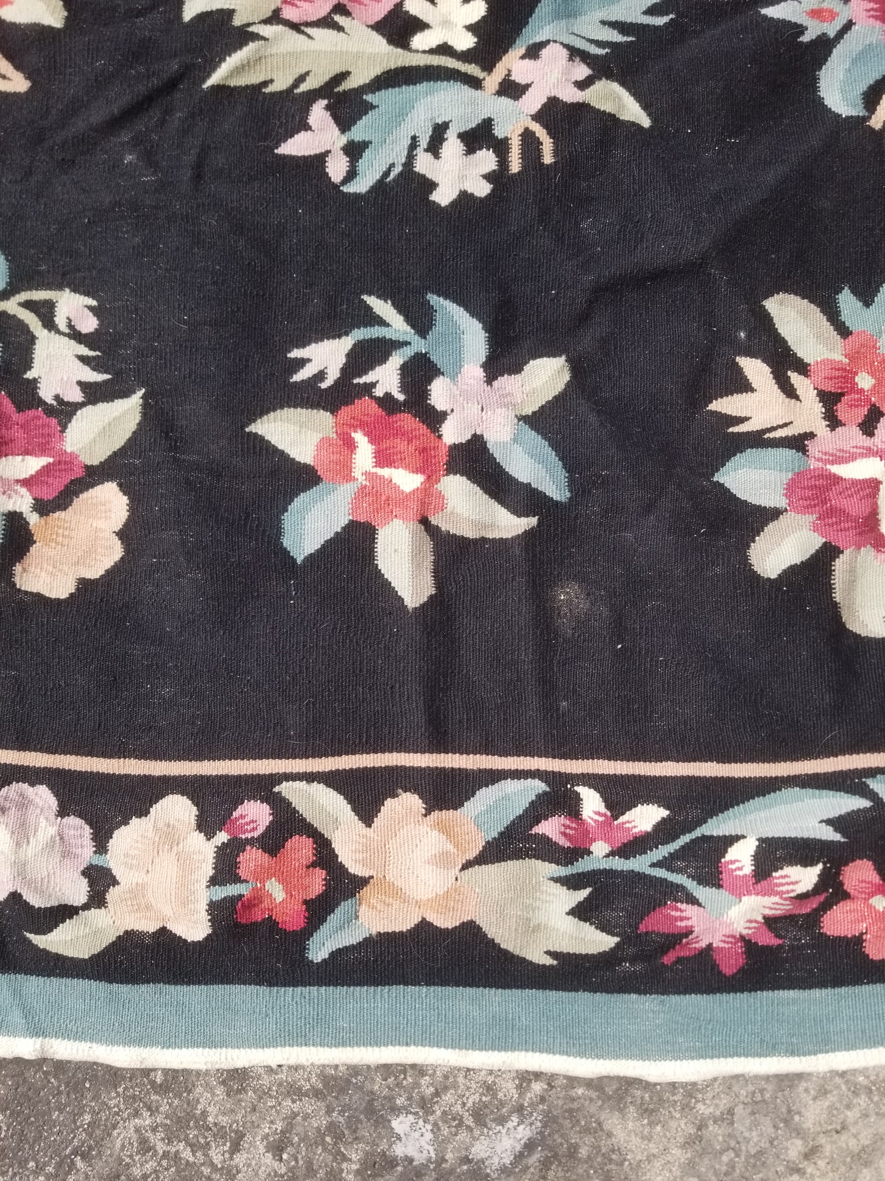 Vintage Traditional Handwoven Bessarabian Style Wool Floral Kilim 268x177cm