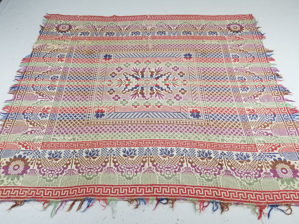 Vintage Mid-19thC American Jacquard Woven Reverisible Coverlet 194x162cm