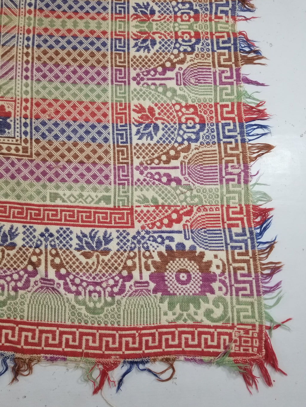 Vintage Mid-19thC American Jacquard Woven Reverisible Coverlet 194x162cm