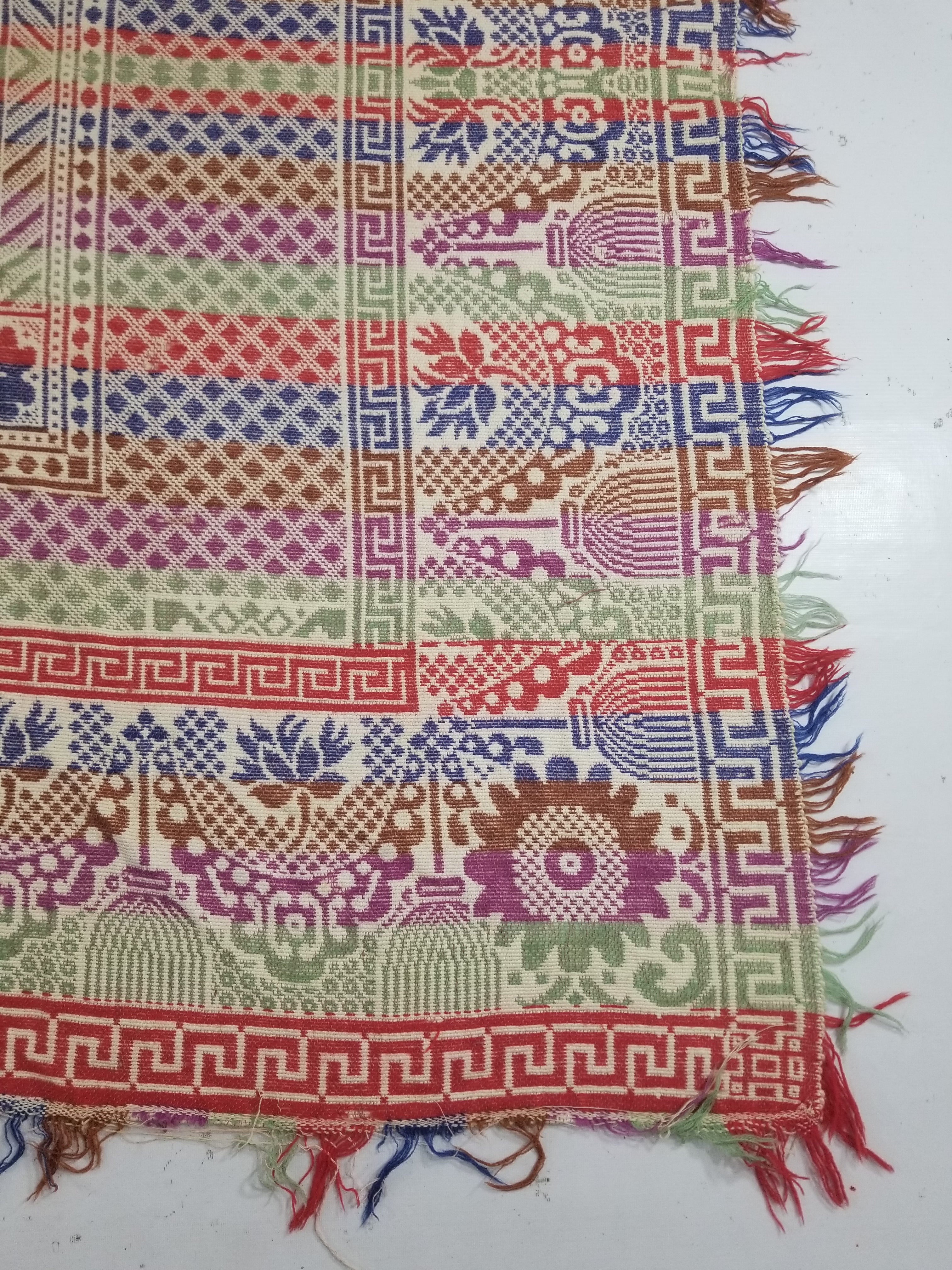 Vintage Mid-19thC American Jacquard Woven Reverisible Coverlet 194x162cm