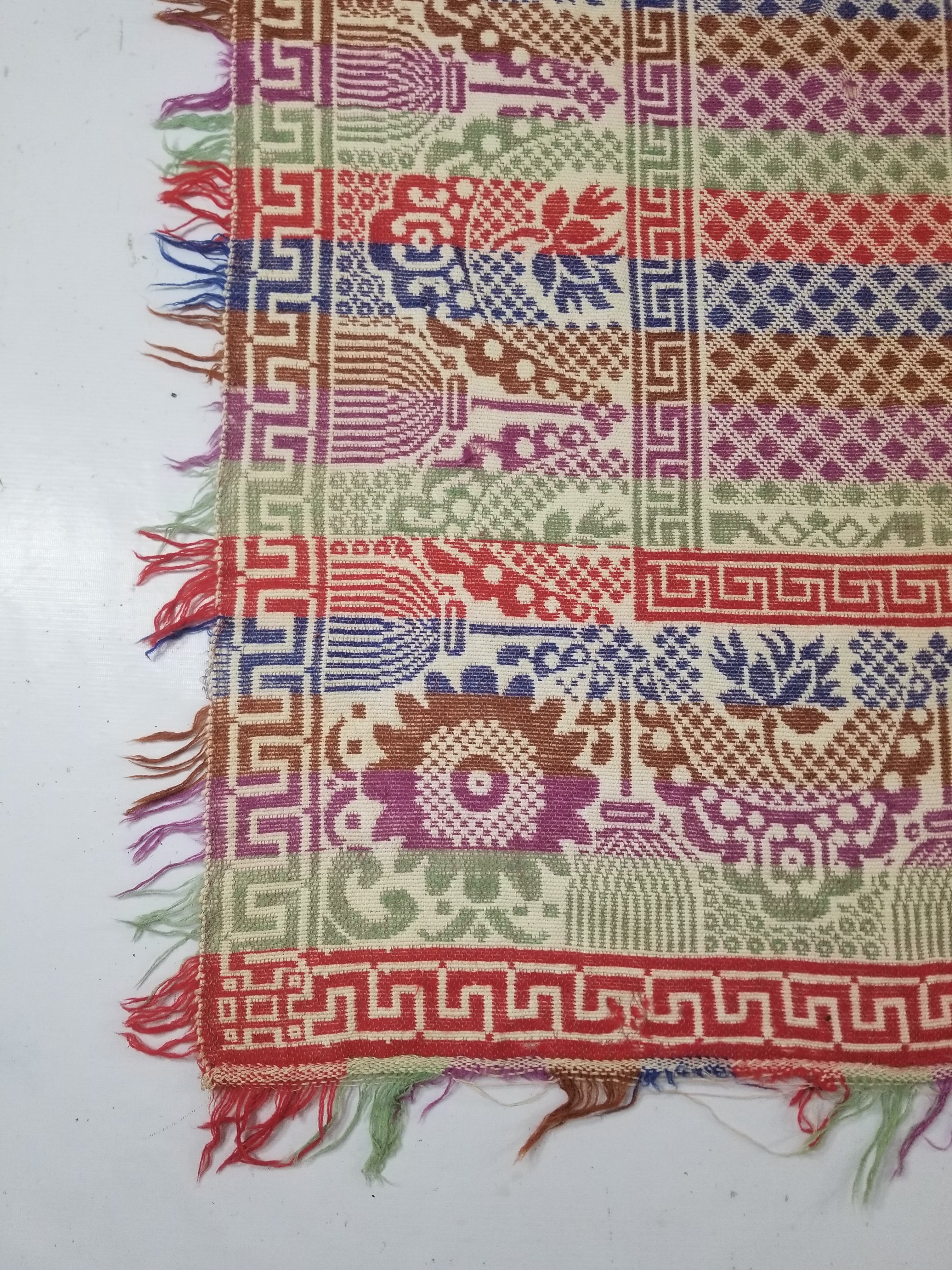 Vintage Mid-19thC American Jacquard Woven Reverisible Coverlet 194x162cm