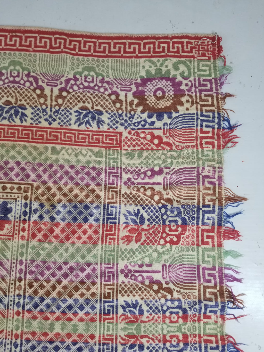 Vintage Mid-19thC American Jacquard Woven Reverisible Coverlet 194x162cm