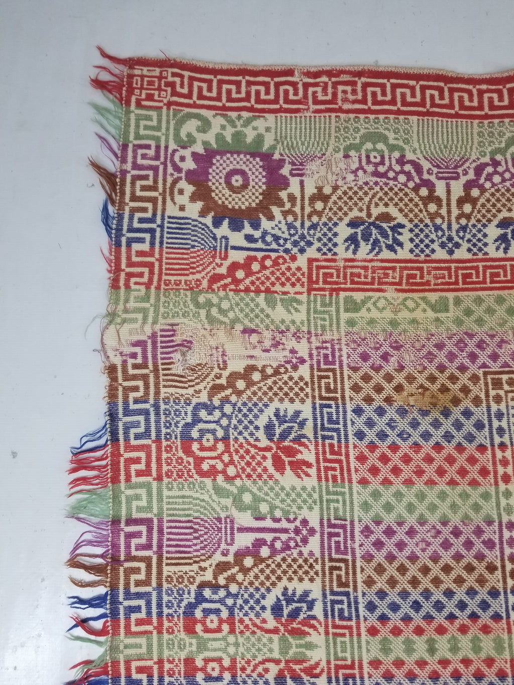 Vintage Mid-19thC American Jacquard Woven Reverisible Coverlet 194x162cm