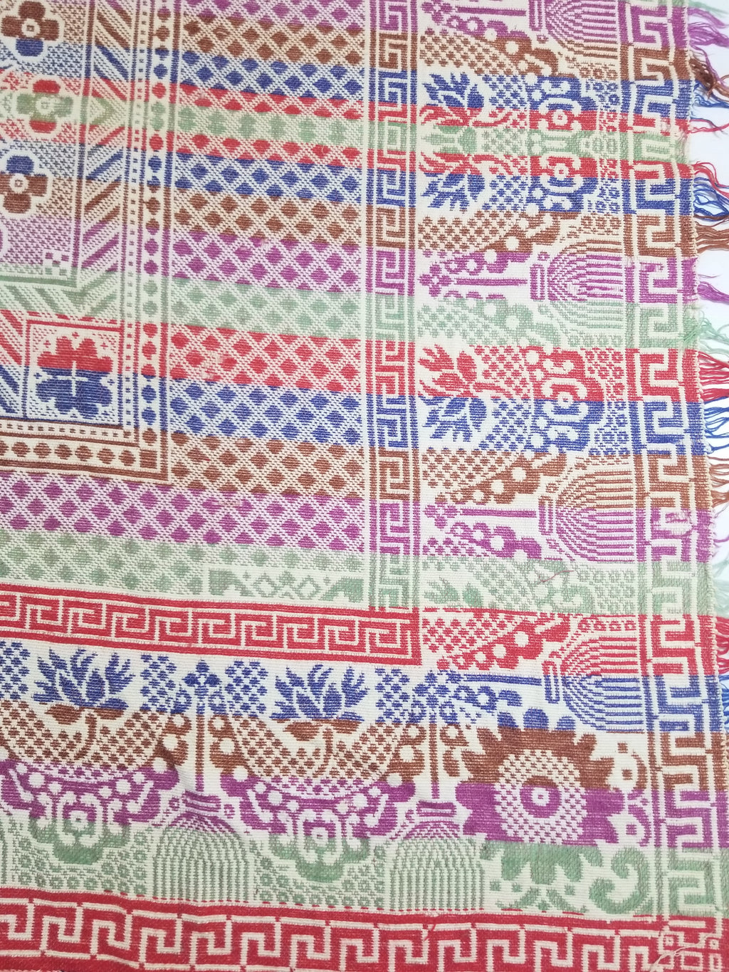 Vintage Mid-19thC American Jacquard Woven Reverisible Coverlet 194x162cm