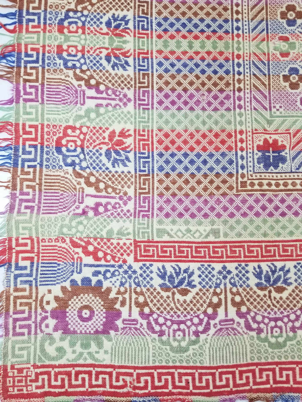 Vintage Mid-19thC American Jacquard Woven Reverisible Coverlet 194x162cm