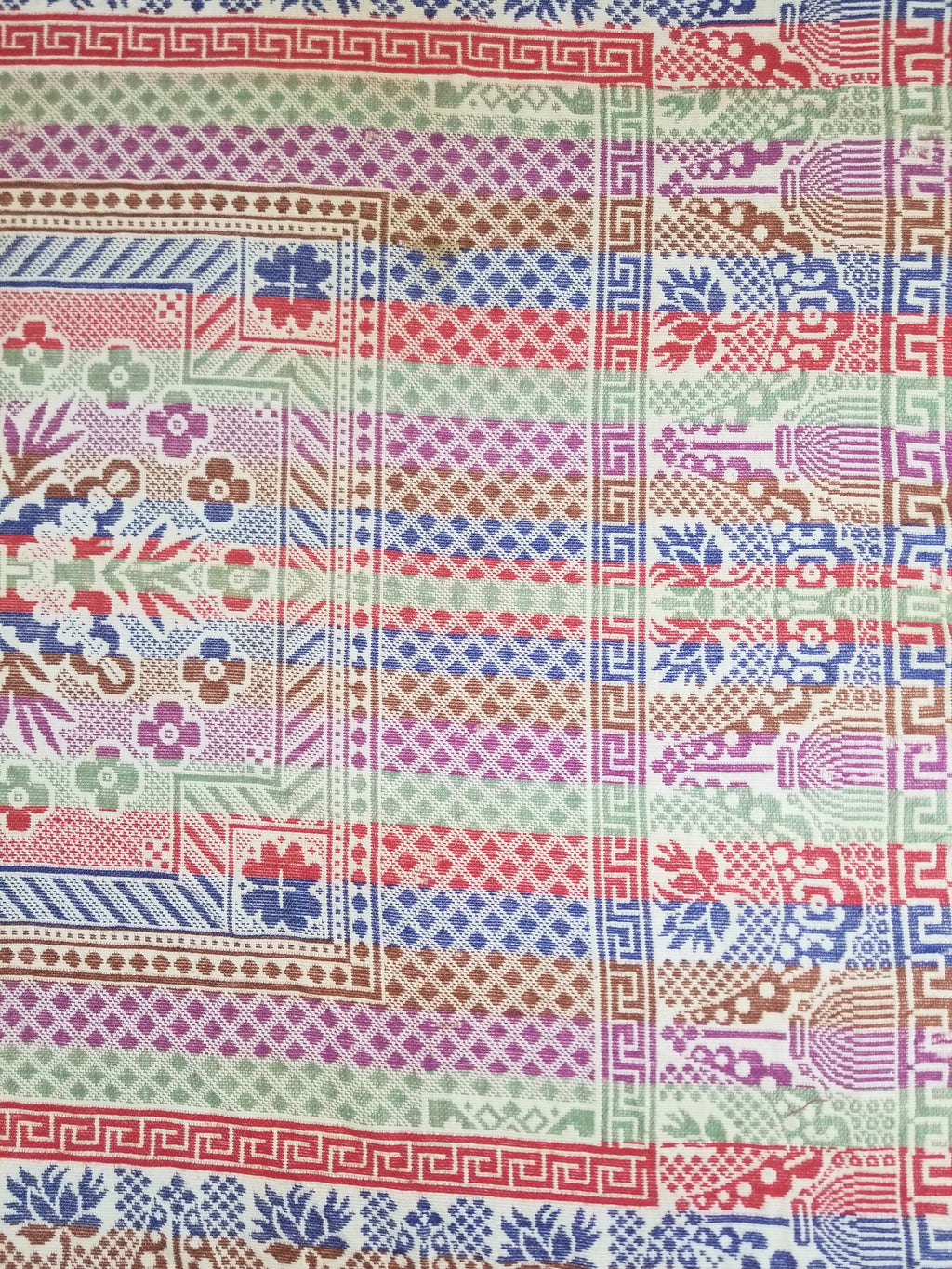 Vintage Mid-19thC American Jacquard Woven Reverisible Coverlet 194x162cm