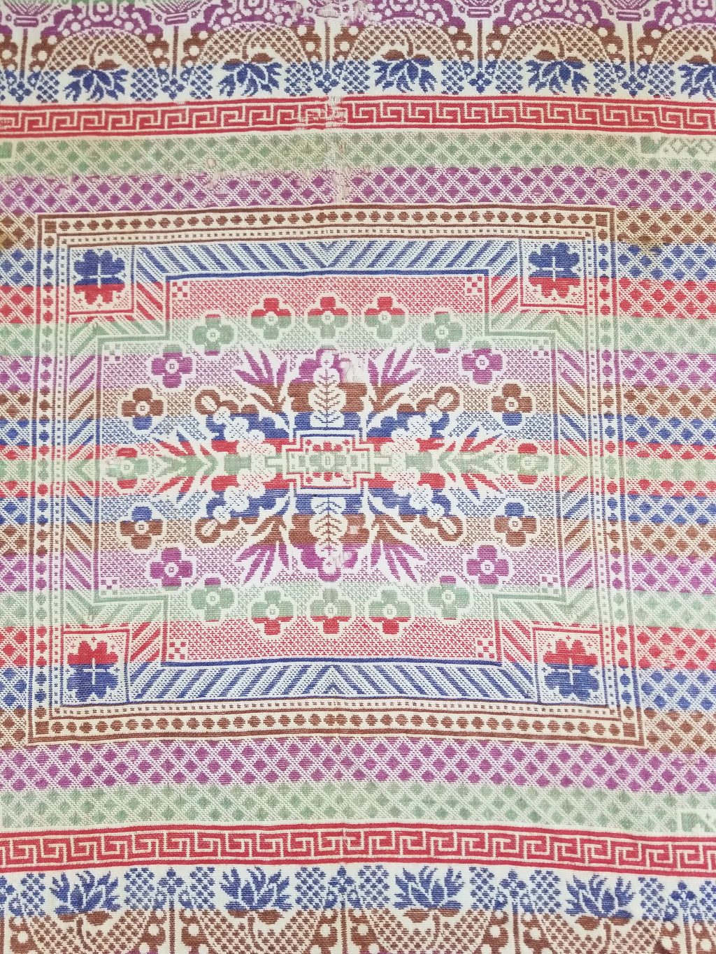 Vintage Mid-19thC American Jacquard Woven Reverisible Coverlet 194x162cm