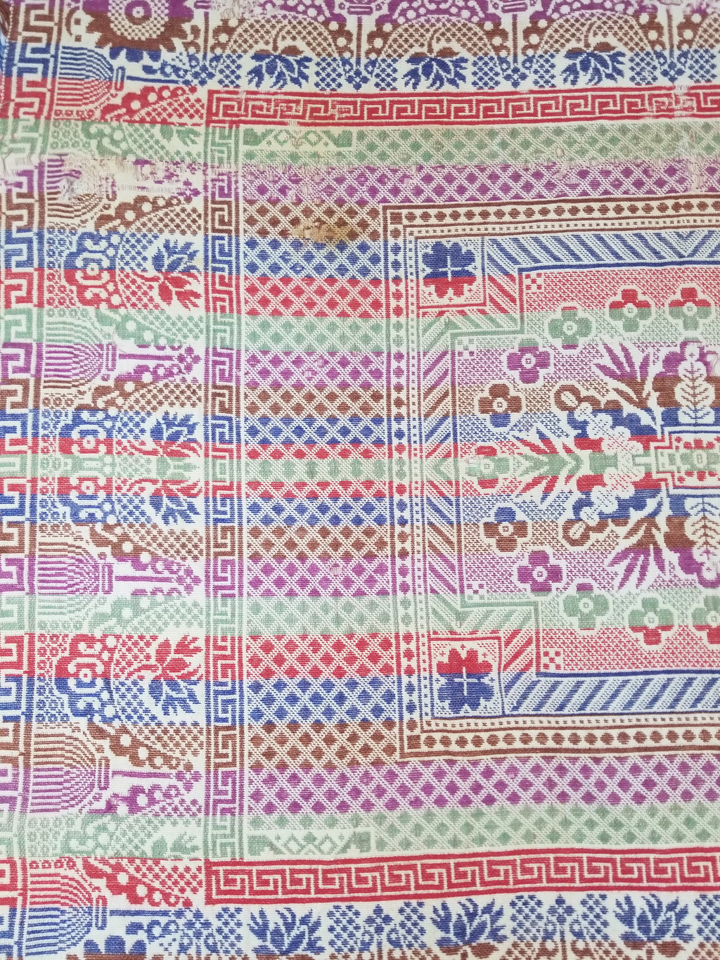 Vintage Mid-19thC American Jacquard Woven Reverisible Coverlet 194x162cm