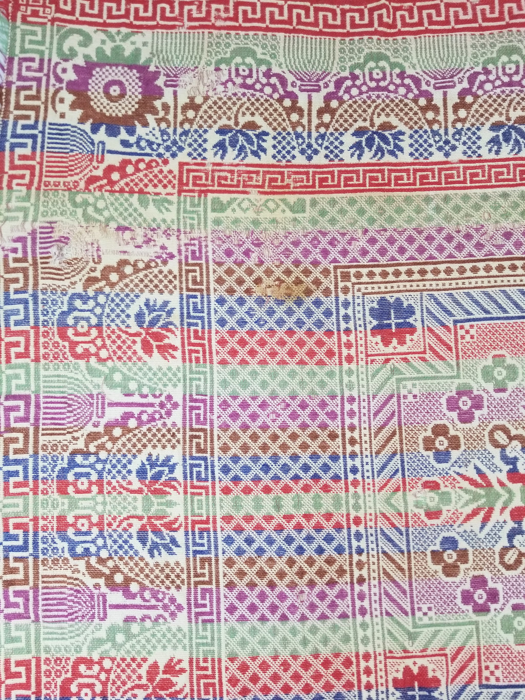 Vintage Mid-19thC American Jacquard Woven Reverisible Coverlet 194x162cm