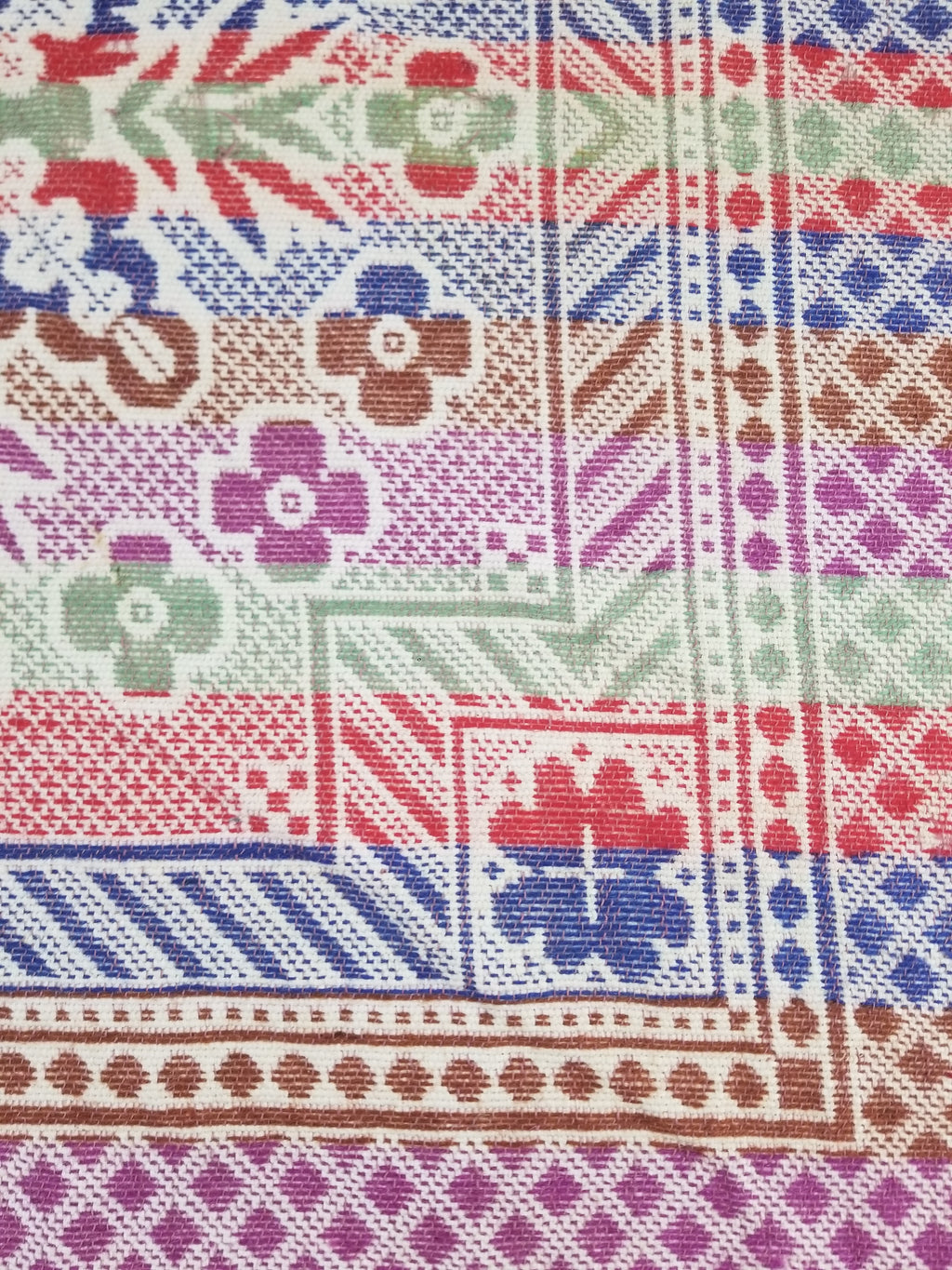 Vintage Mid-19thC American Jacquard Woven Reverisible Coverlet 194x162cm