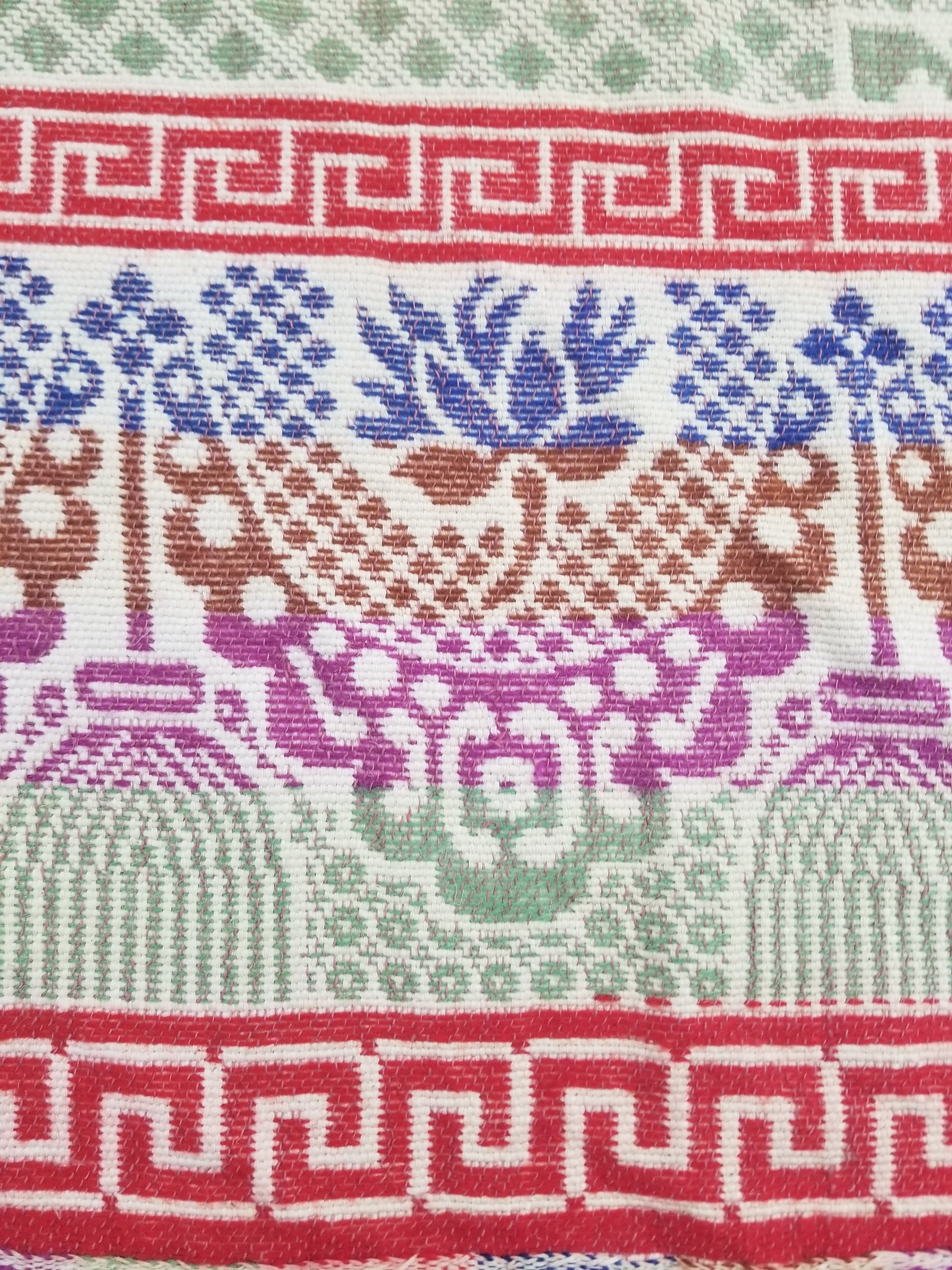 Vintage Mid-19thC American Jacquard Woven Reverisible Coverlet 194x162cm