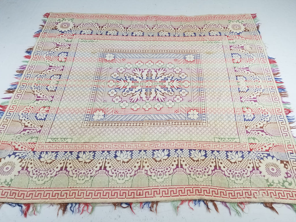Vintage Mid-19thC American Jacquard Woven Reverisible Coverlet 194x162cm
