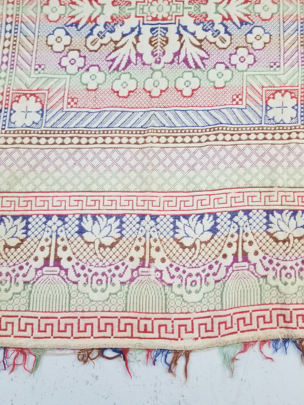 Vintage Mid-19thC American Jacquard Woven Reverisible Coverlet 194x162cm